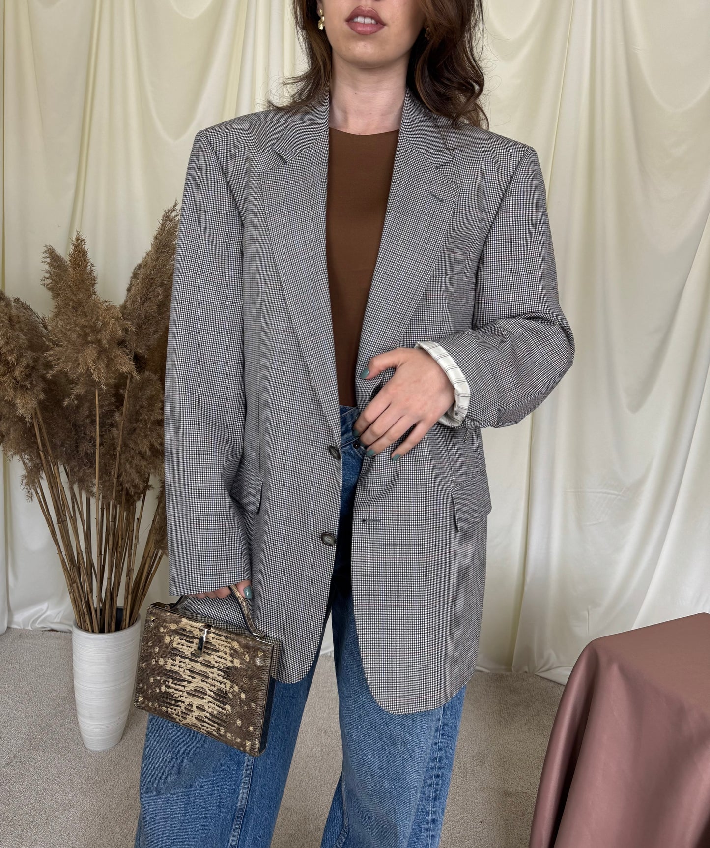 Sacou luxury BURBERRY din stofă cu print 100% lână 
(Mărimea L)