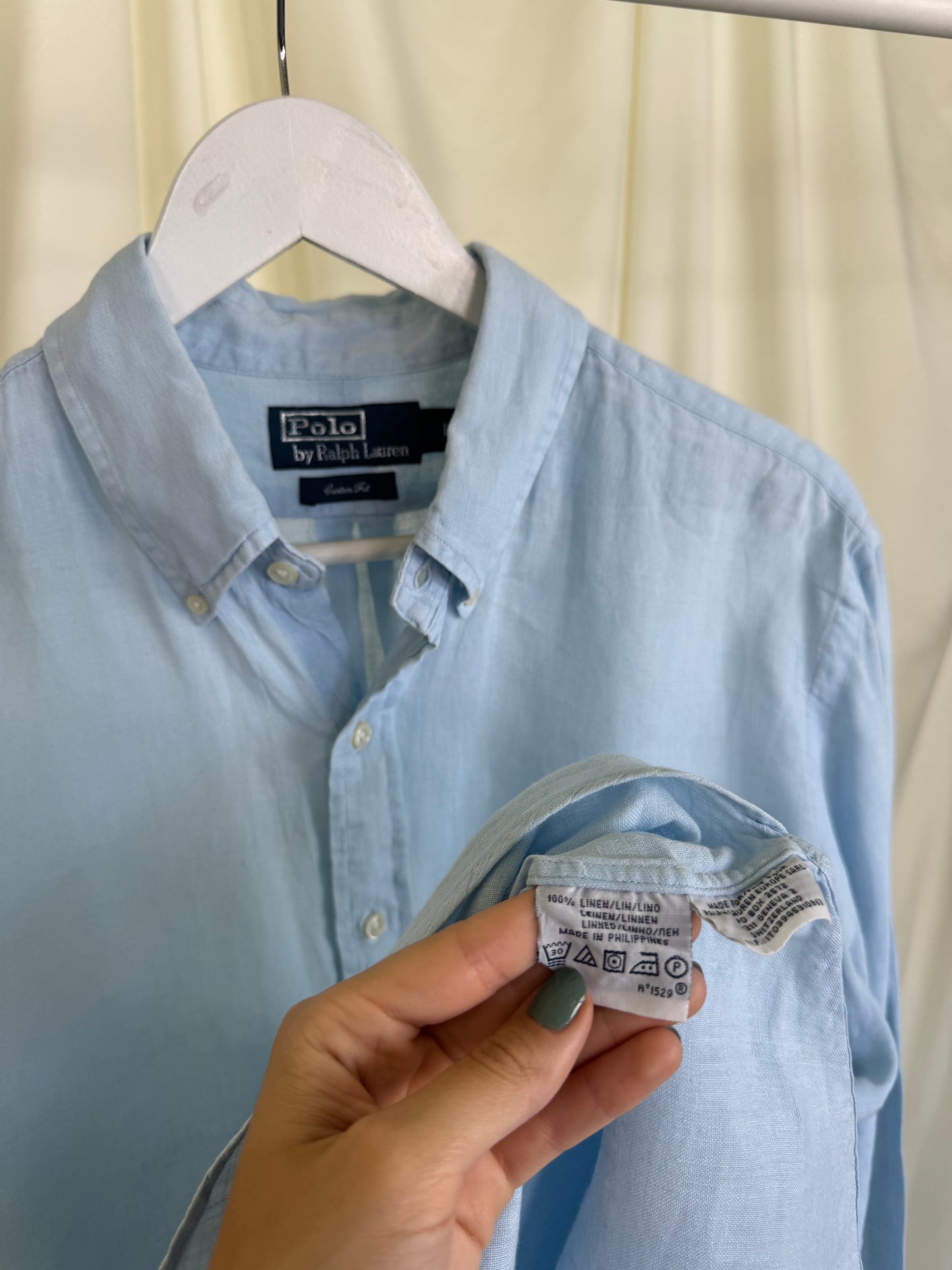 Cămașă Polo RALPH LAUREN baby blue din 100% in 
(Marimea L)