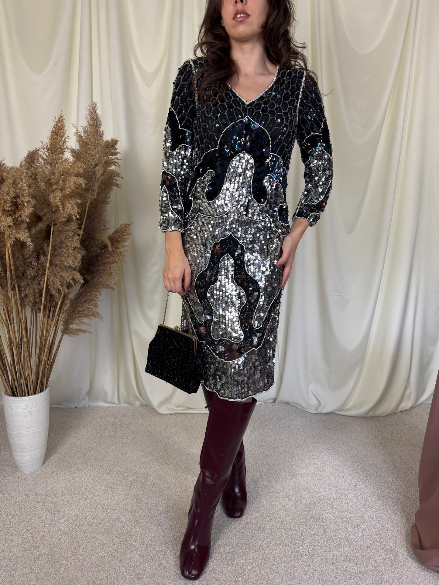 Rochie vintage mătase naturală ( S)