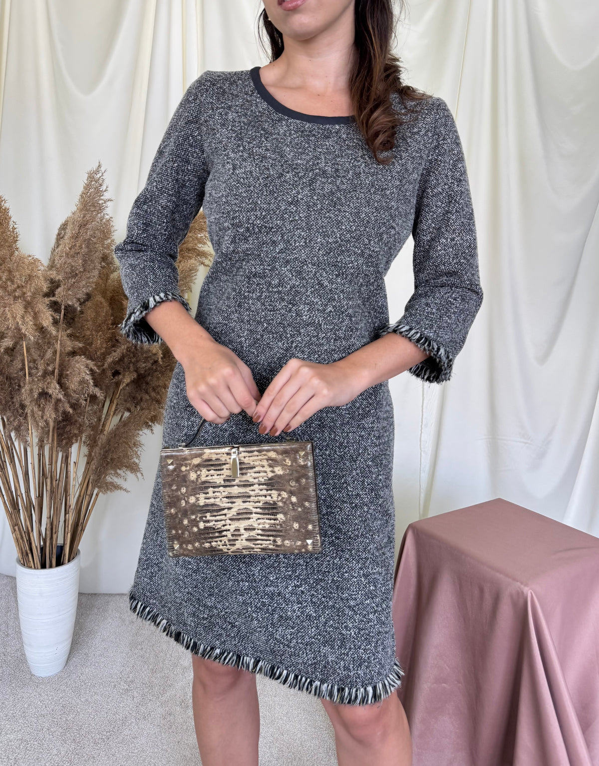 Rochie premium Marella din tWeed cu talie marcata ( mărimea S/M)