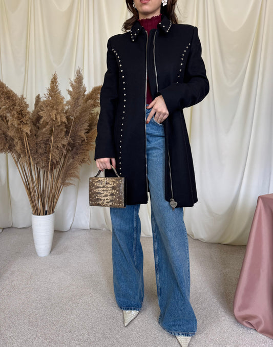 Palton Moschino din 80% lână cu aplicații metalice (S/M)