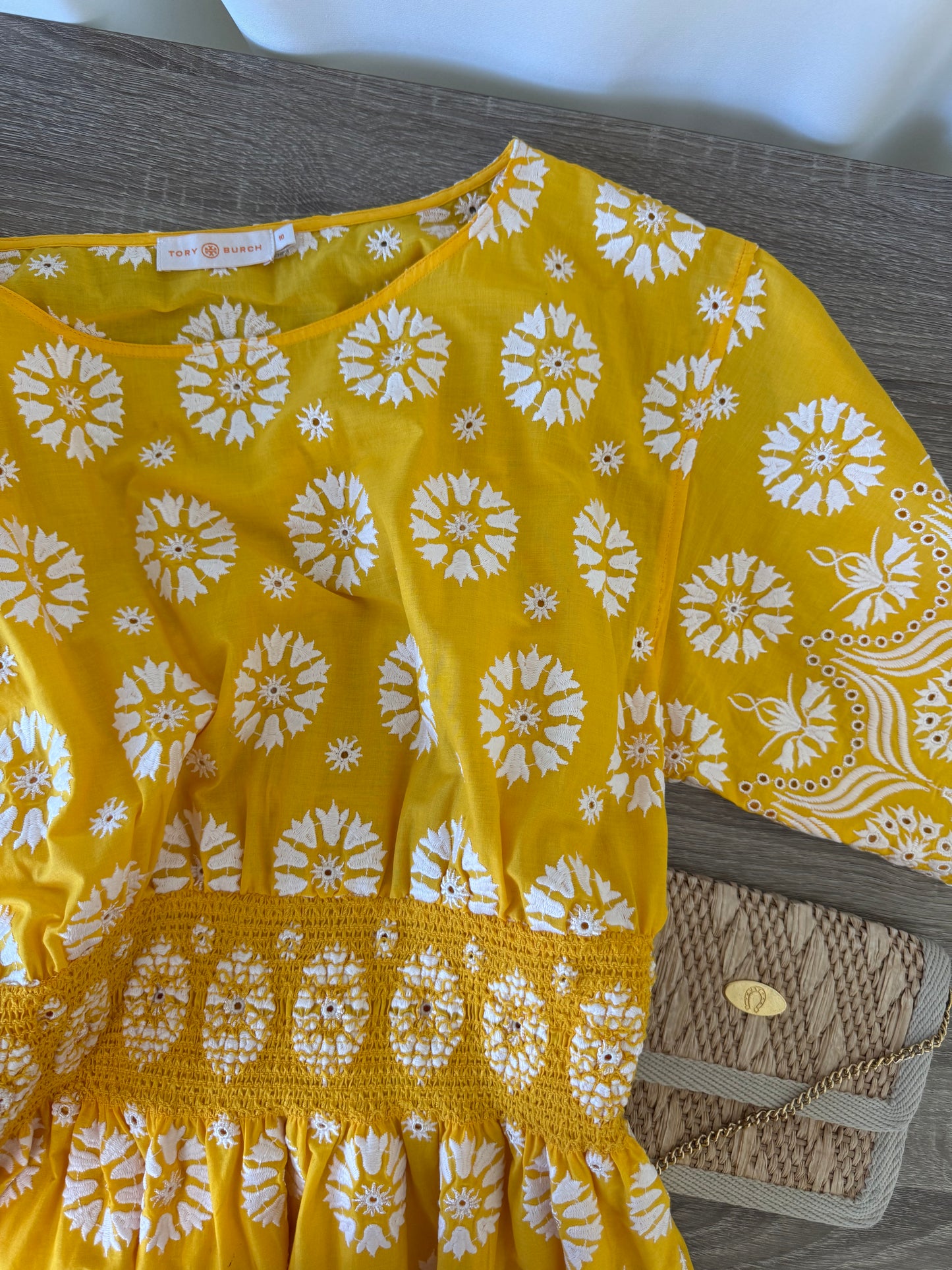 Rochie premium Tory Burch din bumbac cu talie elastică ( mărimea M)