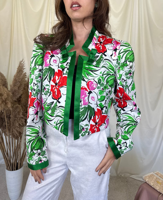 Sacou vintage cu umeri marcați și print floral
(Mărimea M/L)