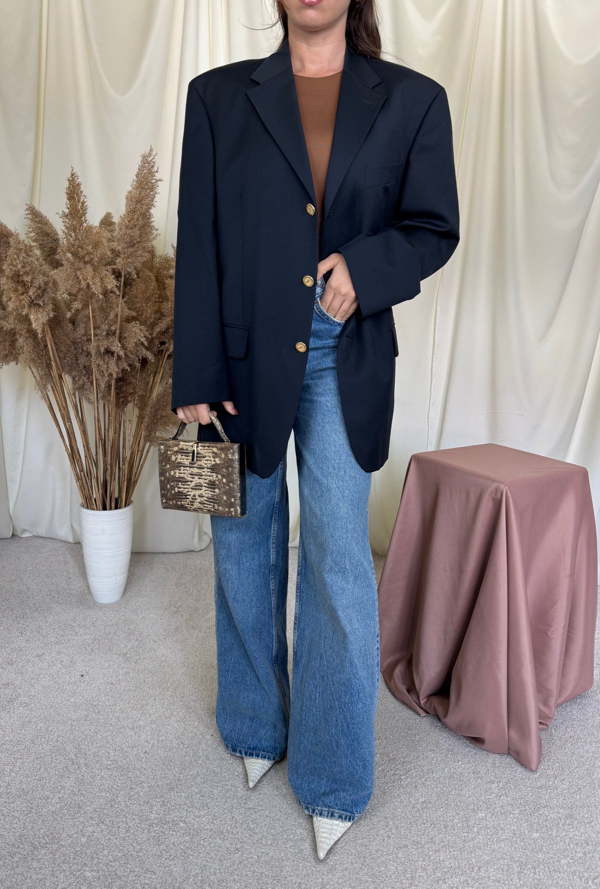 Sacou luxury YvesSaintLaurent din stofă premium 100% lână cu nasturi metalici inscripționați YSL( mărimea L/XL)
