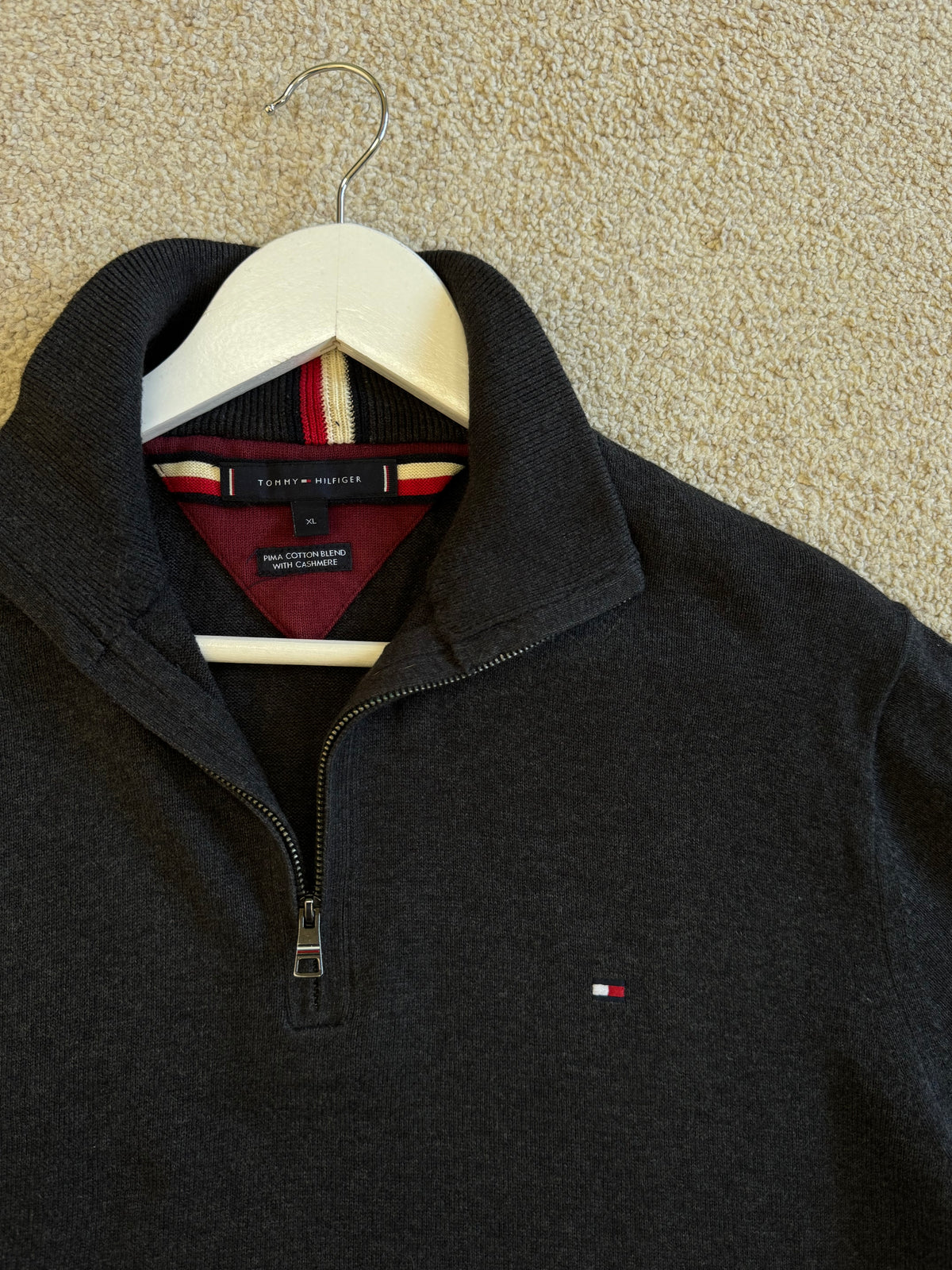 Pulover pe gât Tommy Hilfiger din bumbac și cașmir ( mărimea XL)