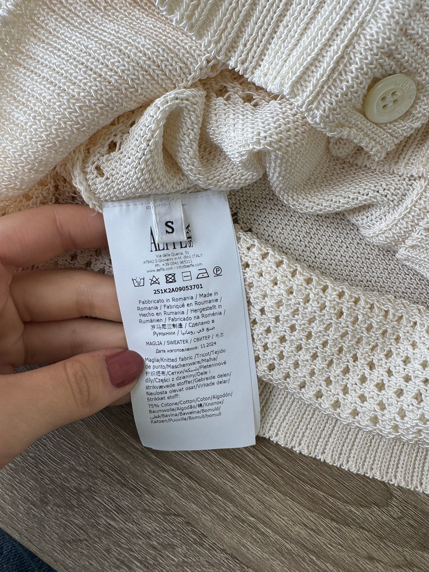 Cardigan Moschino din 80% bumbac 
(Mărime XS/S)
