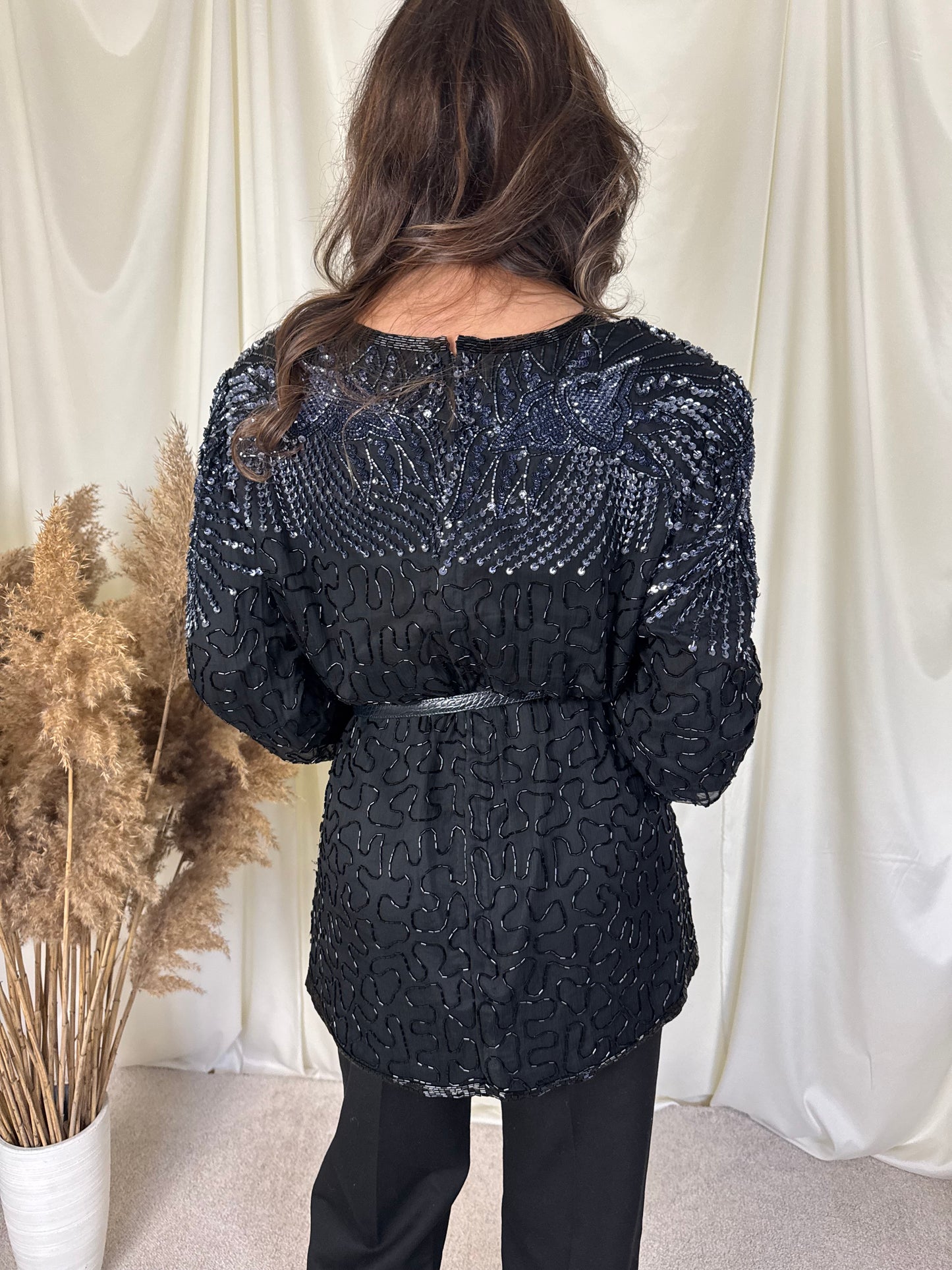 Piesa vintage superbă din 100% mătase, mărimea L