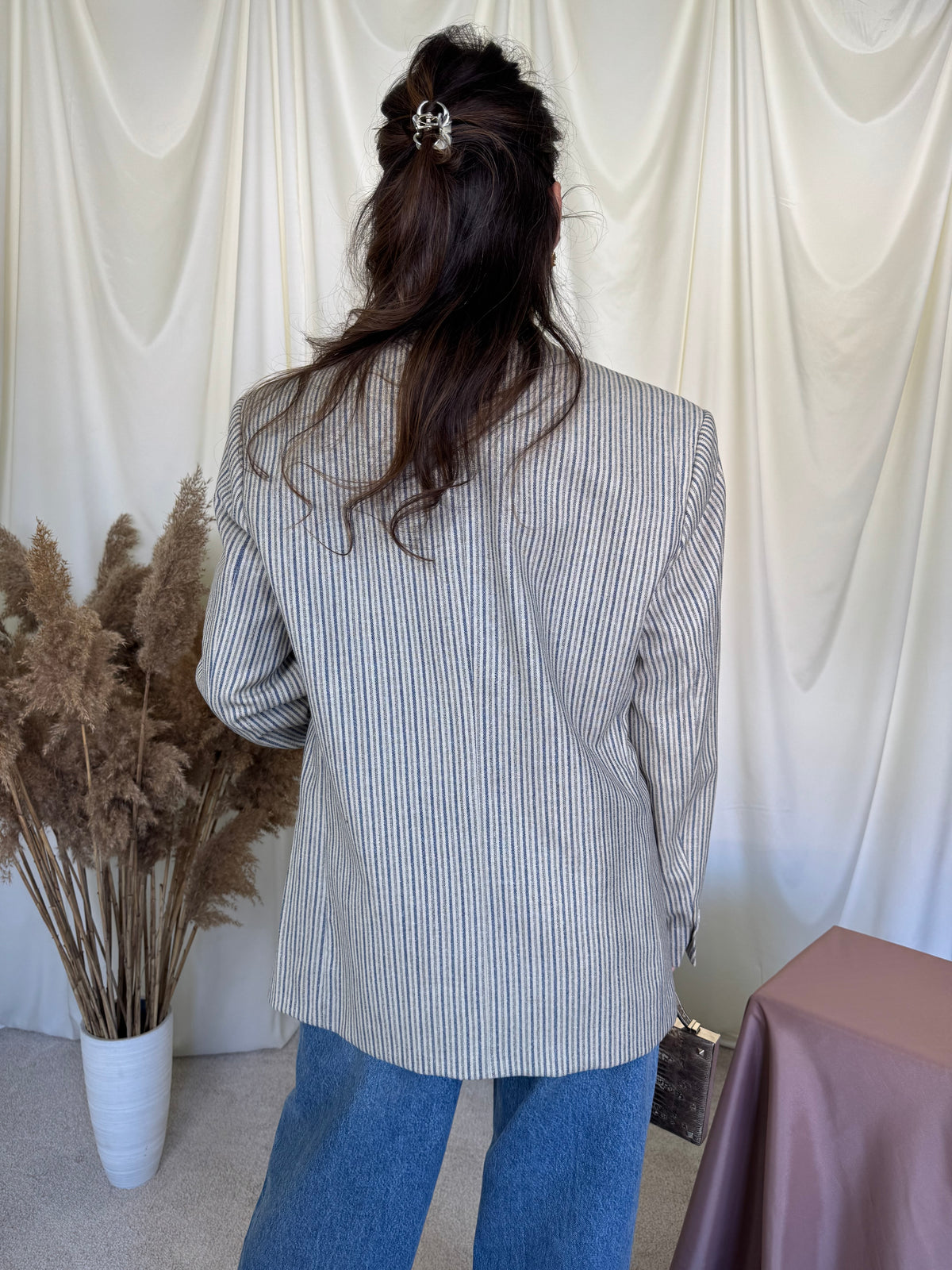 Sacou vintage în croi bărbătesc din stofă premium: lână și mătase naturală ( mărimea M/L)