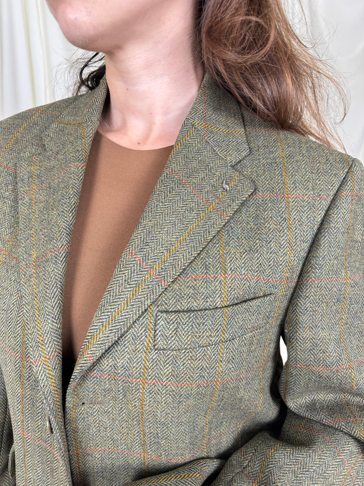 Sacou premium MAGEE în croi bărbătesc din stofă de 100% lana tweed ( mărimea M- fit oversized )