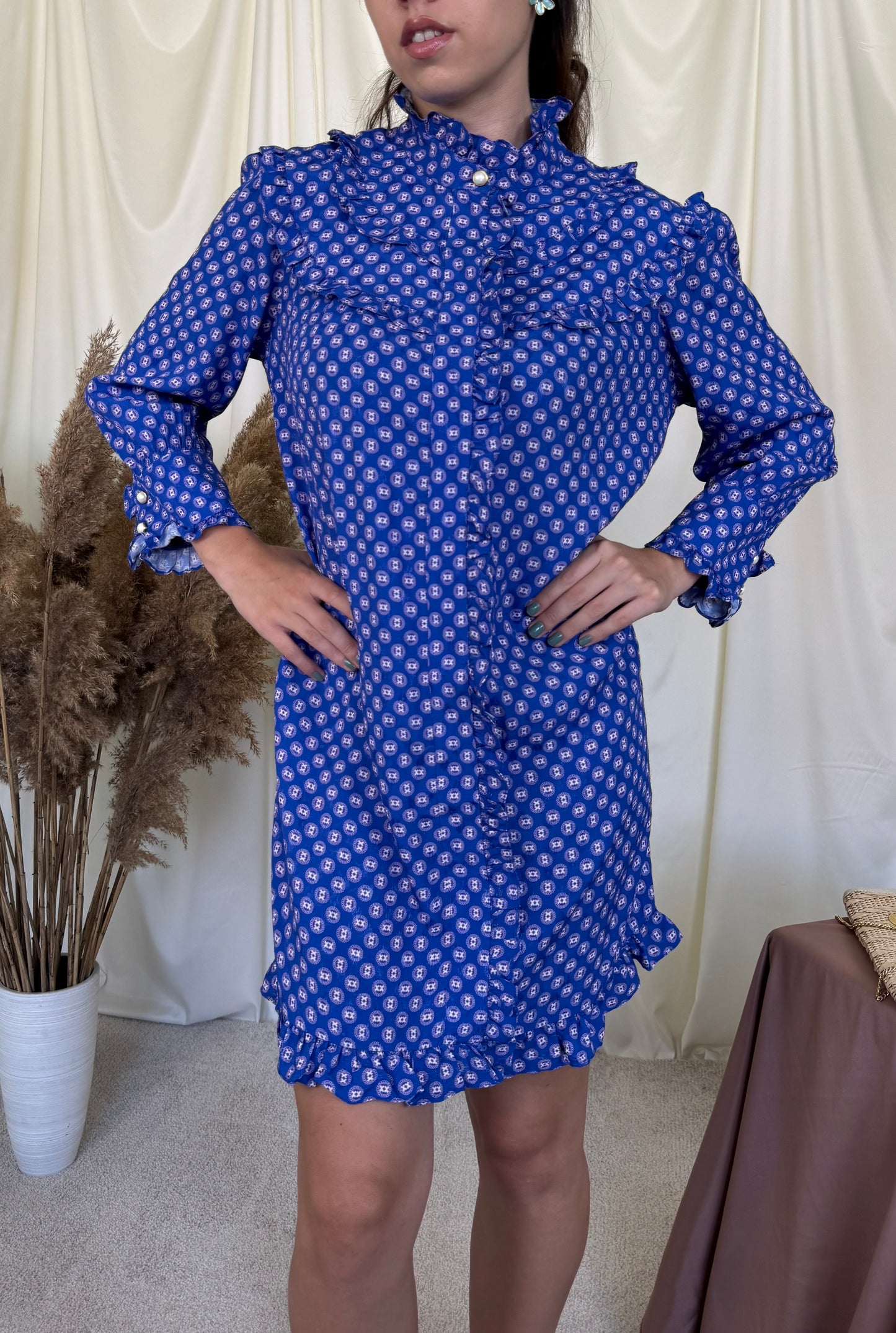 Rochie SANDRO PARIS cu detalii feminine și nasturi tip bijuterie ( mărimea S/M)