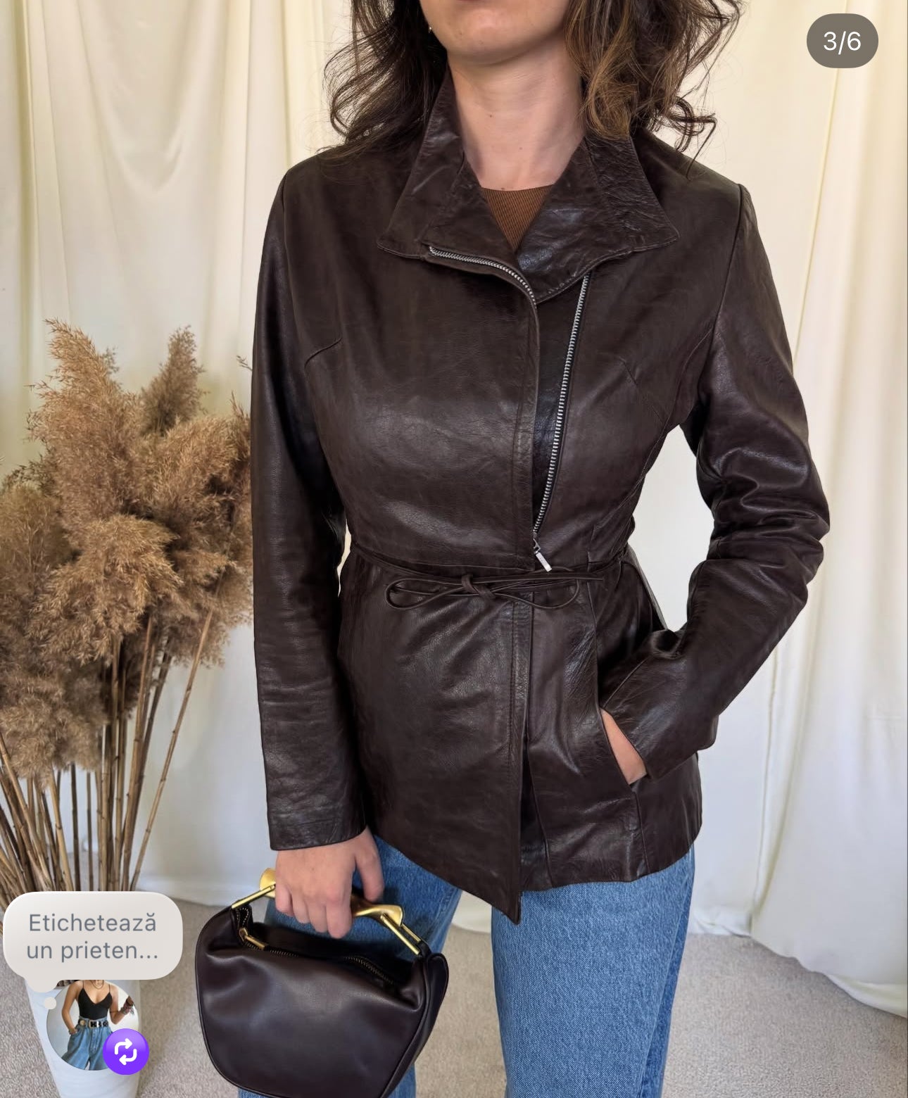 Jacheta vintage piele naturală( mărimea xs-s)