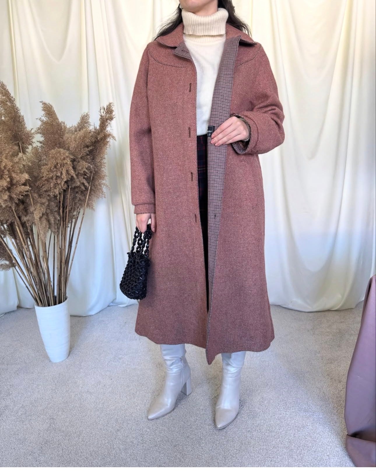 Palton vintage din stofă superbă de lână( mărimea S-M)