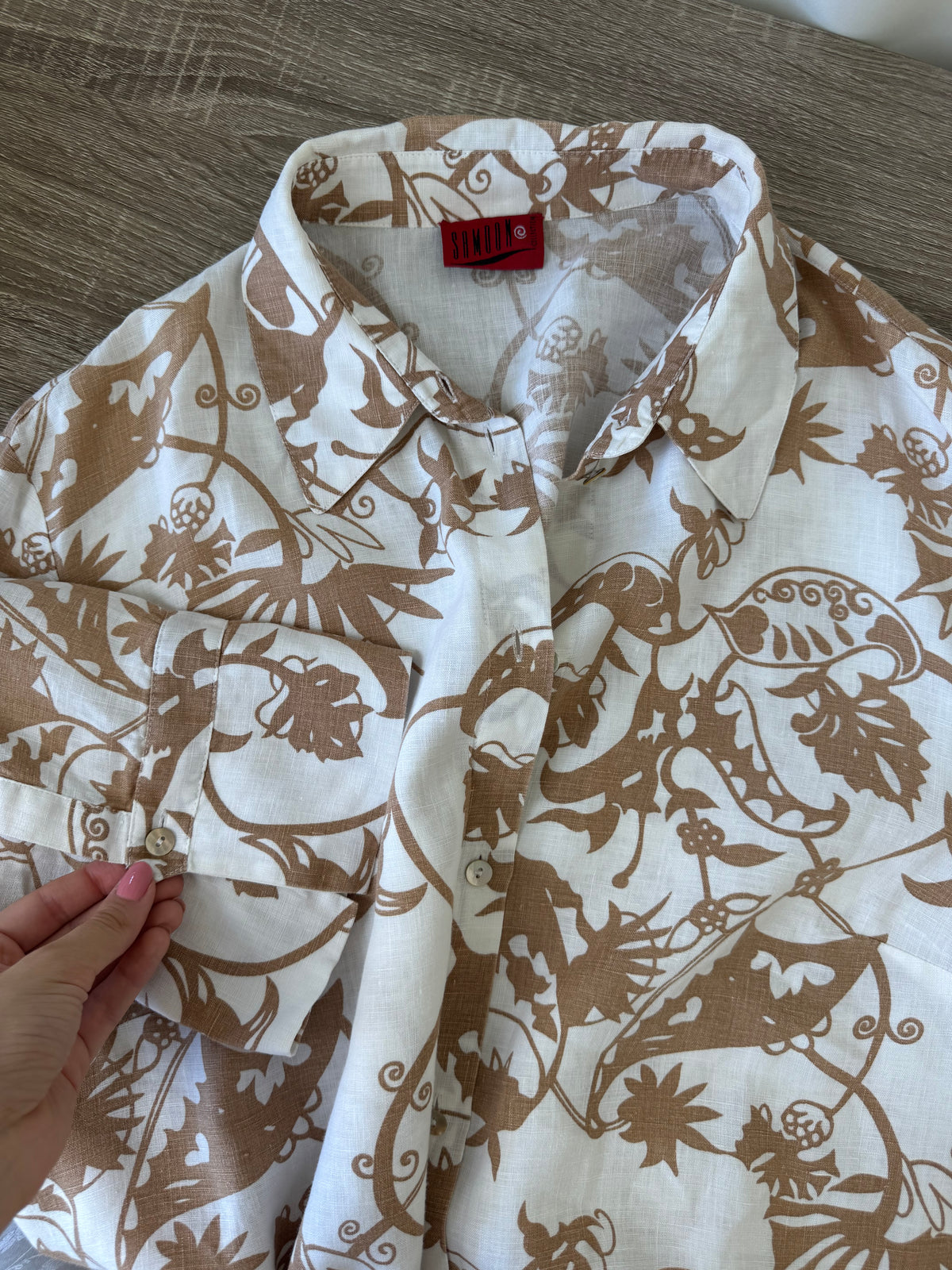 Cămașă de vară din 100% in cu print ( mărimea XL - XXL)