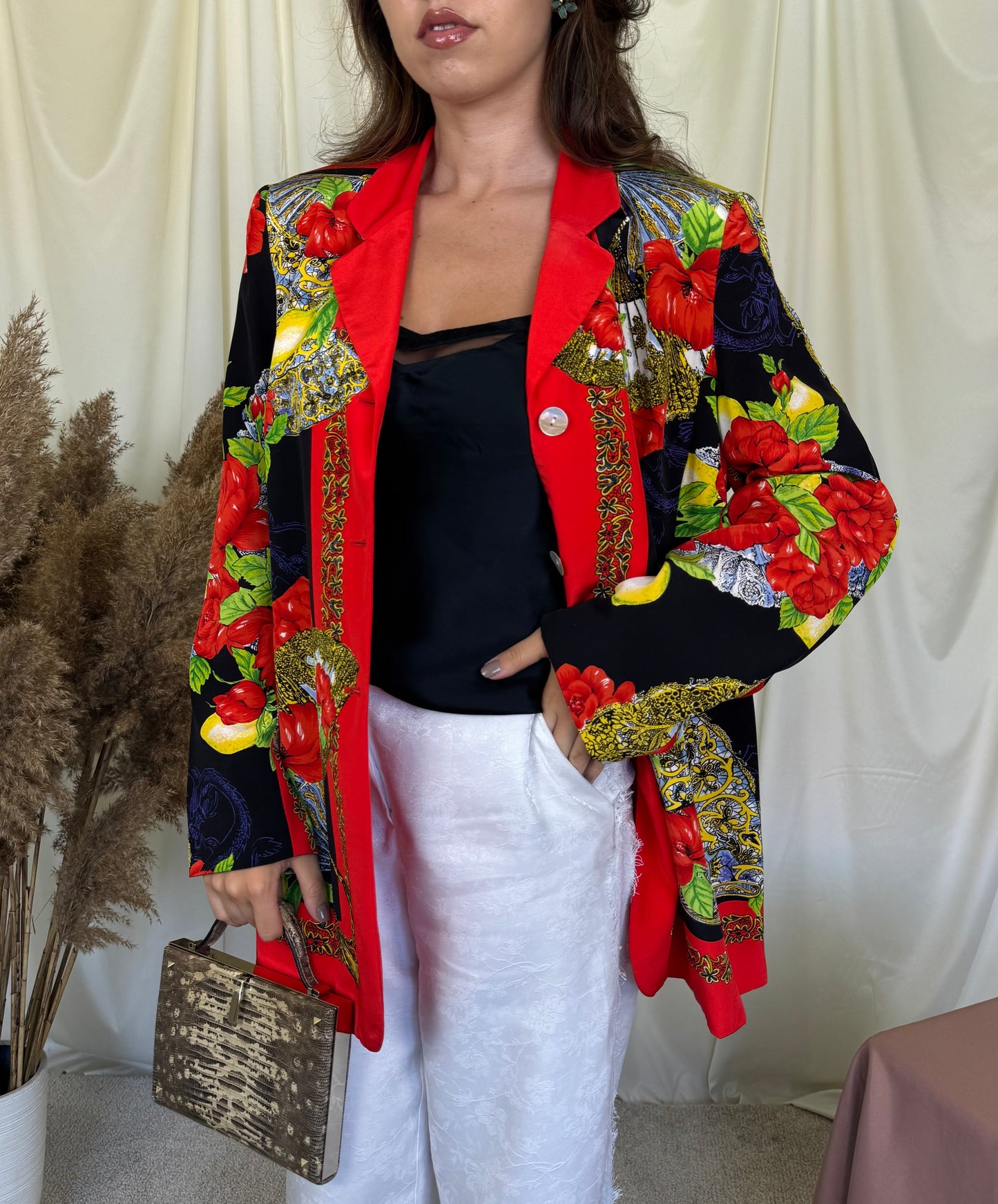 Sacou ELEGANCE PARIS din 100% mătase naturala cu print( Mărimea L)
