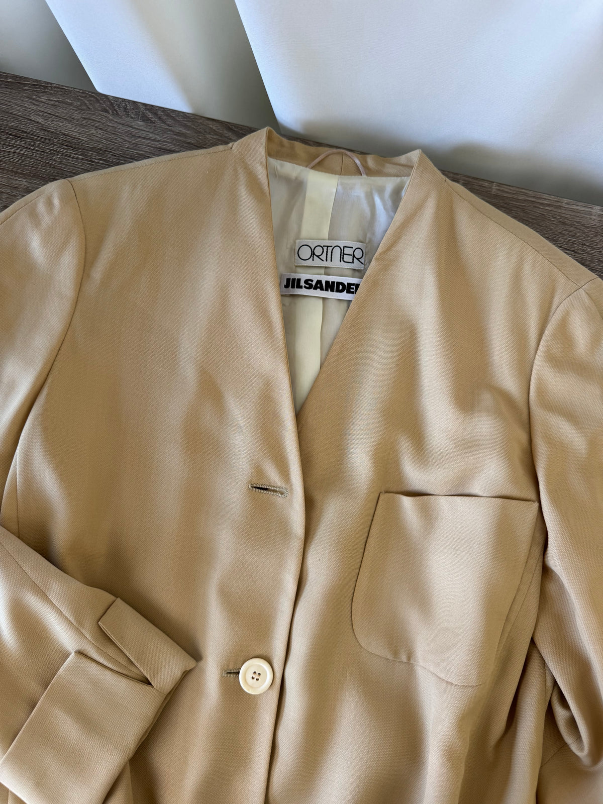 Sacou-jacheta luxury JIL SANDER din stofă premium de mătase și lână, fit lejer ( mărimea M-M/L)