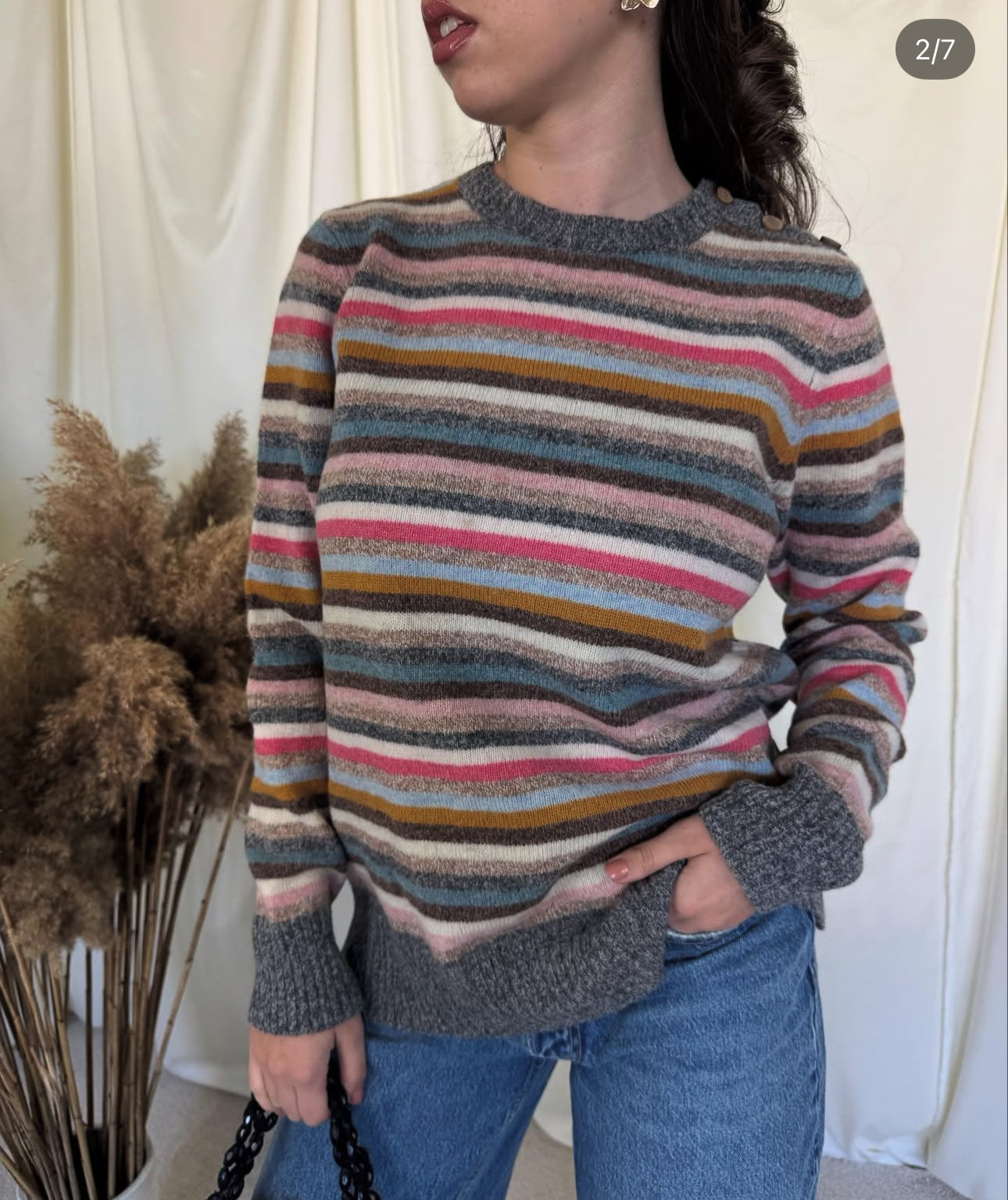 Pulover colorat din lână mărimea L