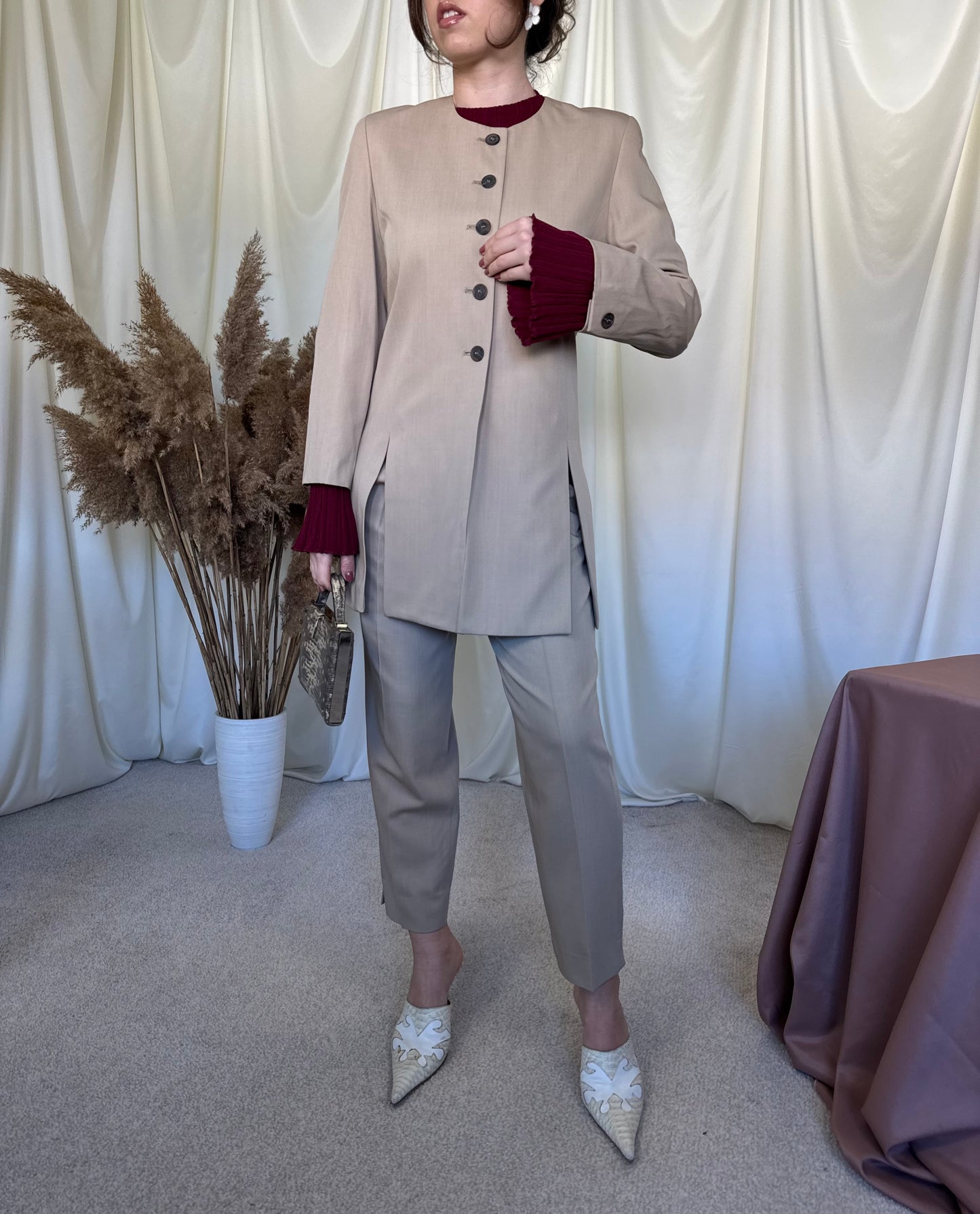 (BACK IN STOCK) Sacou vintage + pantalon cu talie înaltă ( S)