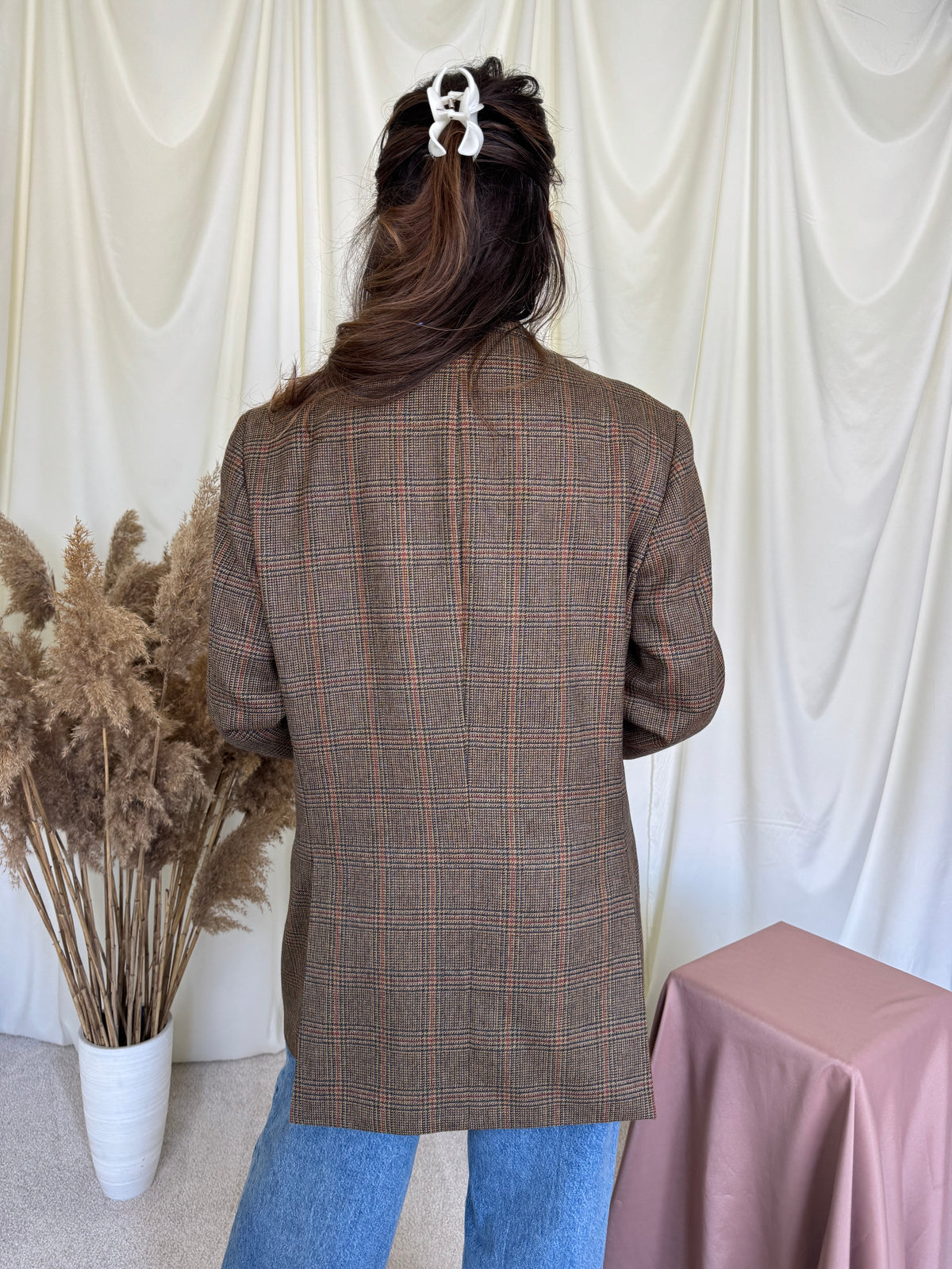 Sacou luxury BURBERRY din stofă premium 100% lână cu print carouri ( mărimea L/XL)
