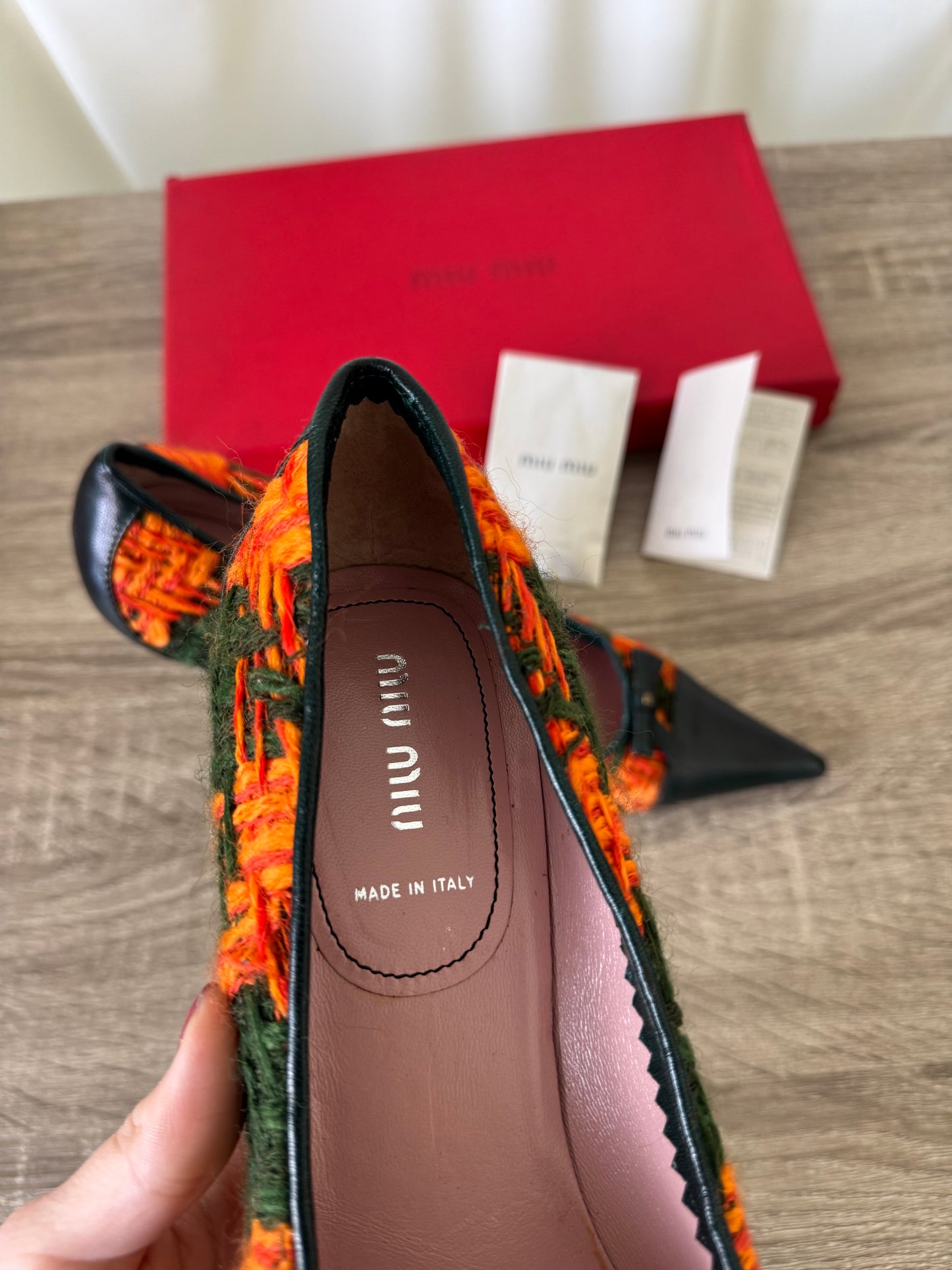 Pantofi MIU MIU din tweed de lână și piele naturală ( mărimea 40.5)