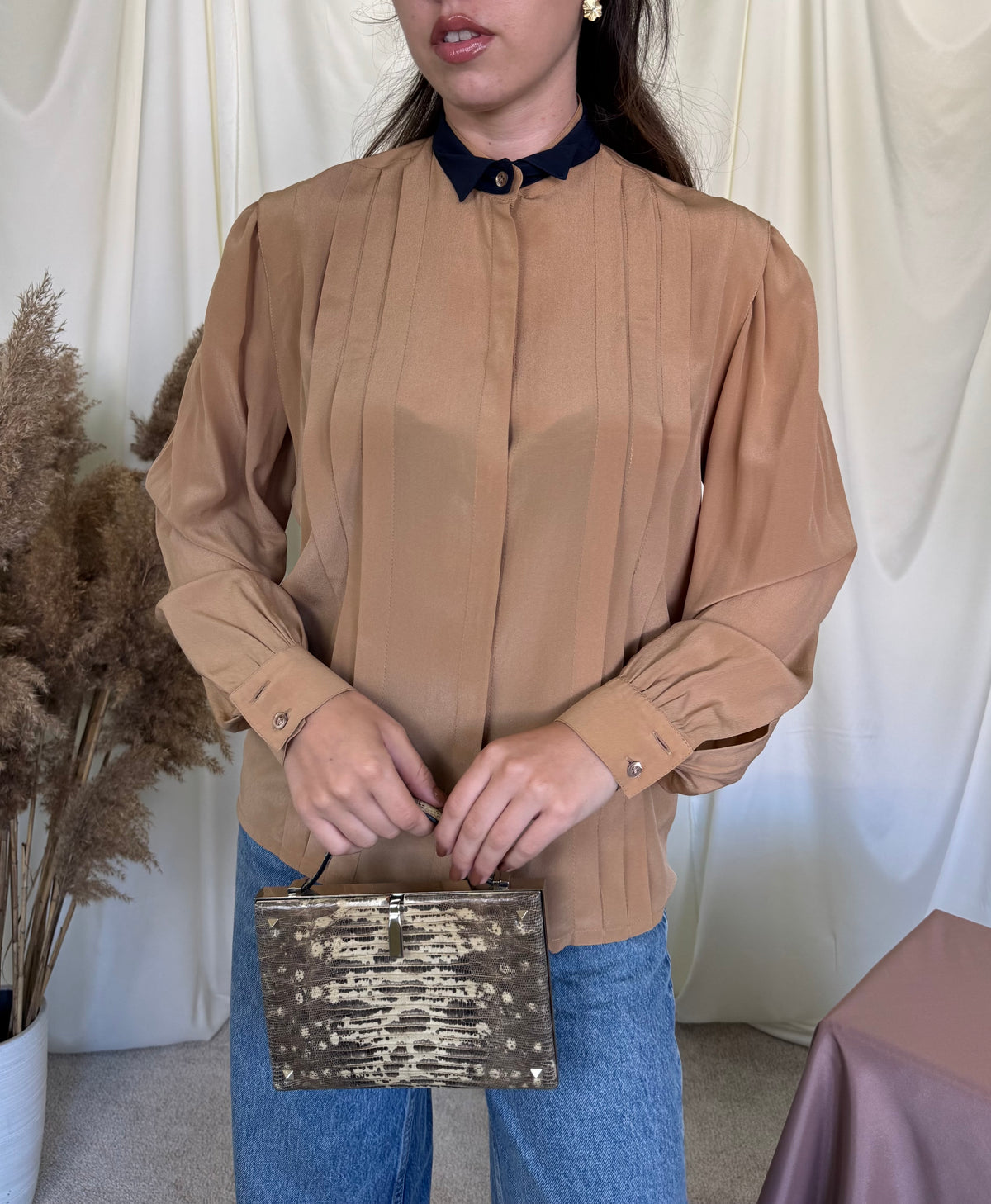 Cămașă vintage premium RENZO din 100% mătase naturală ( mărimea M-M/L)