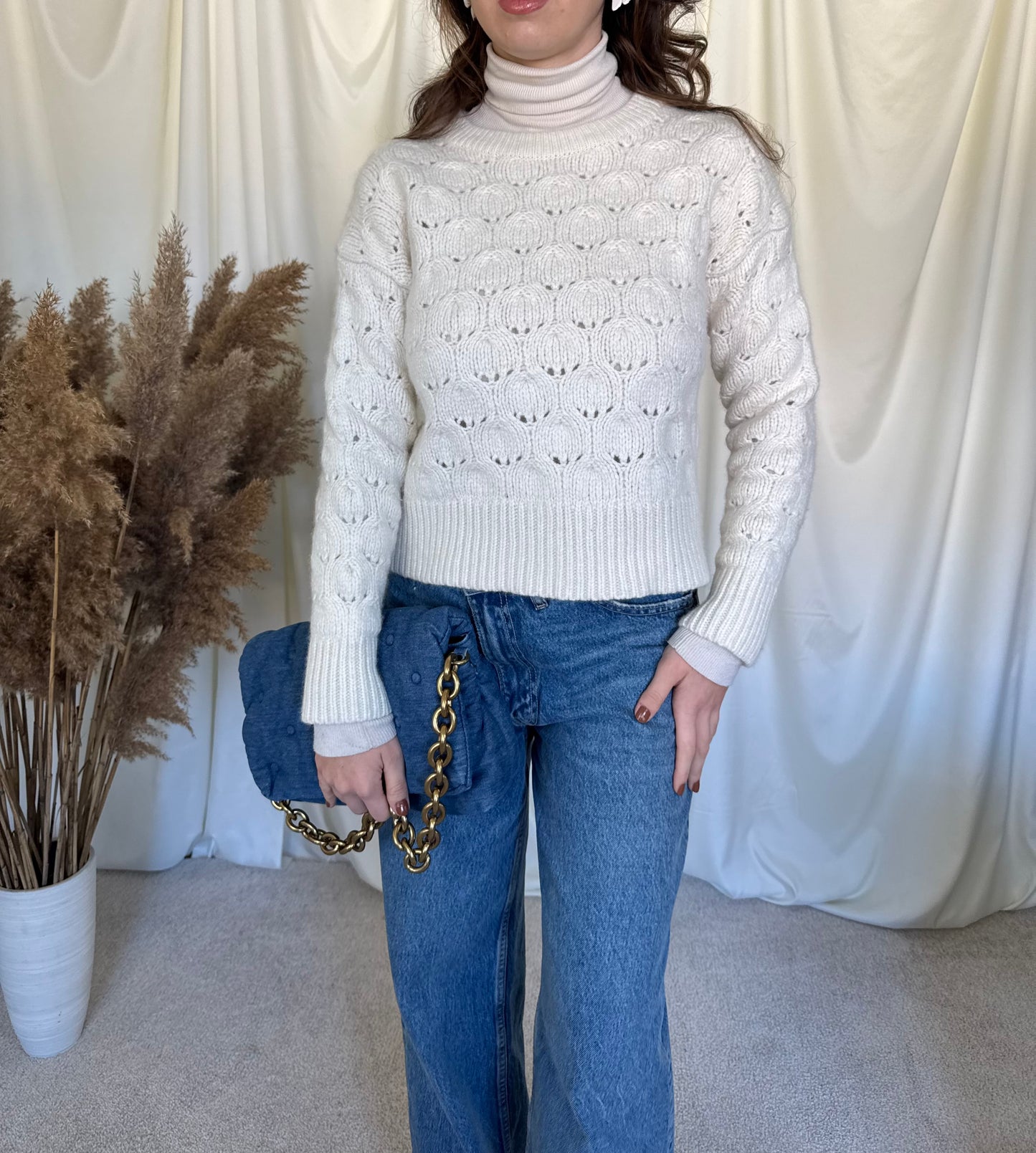 Pulover din lână și bumbac, mărimea S