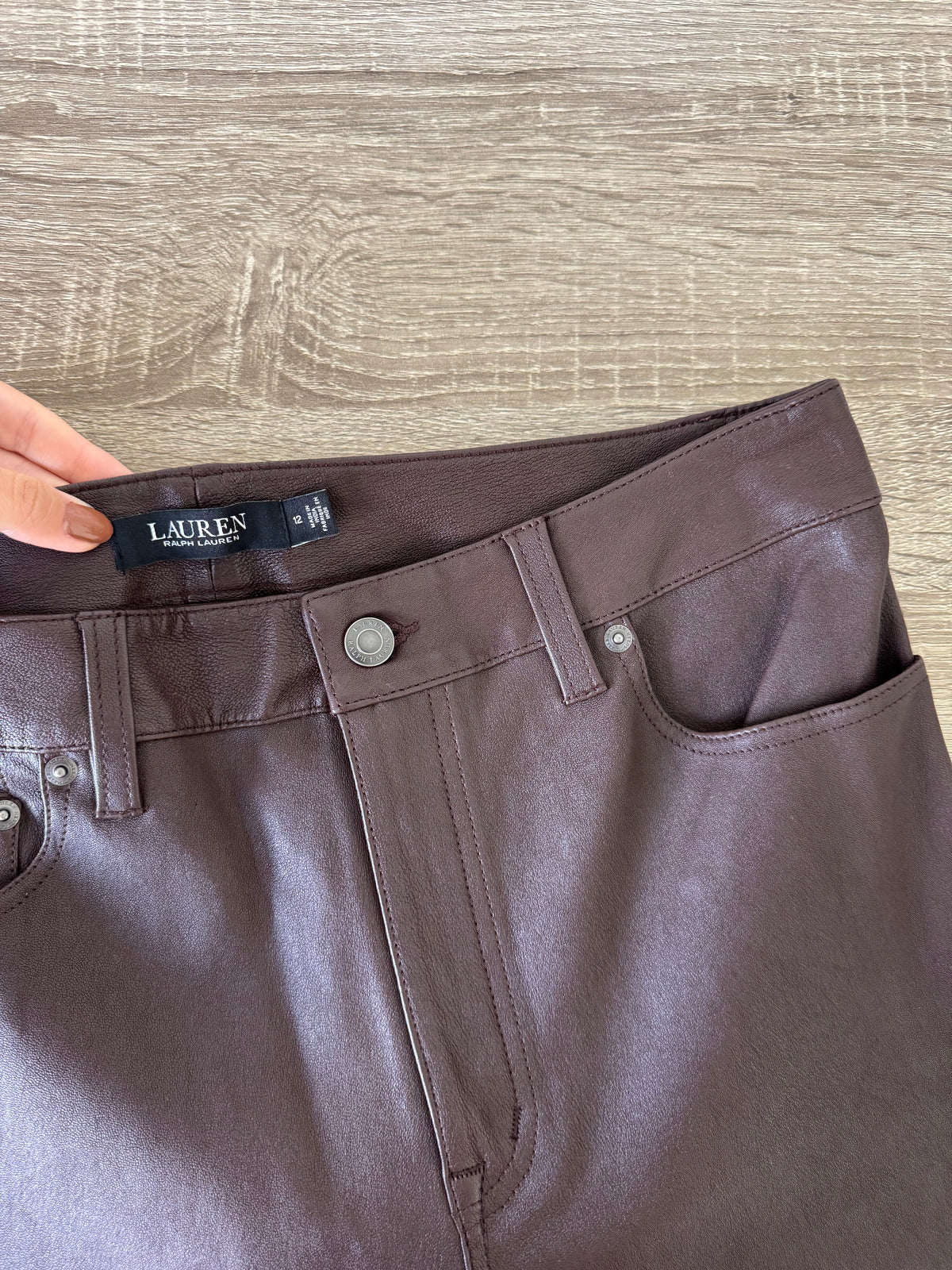 Pantalon premium RALPH LAUREN din 100% piele naturala cu talie înaltă ( mărimea M)