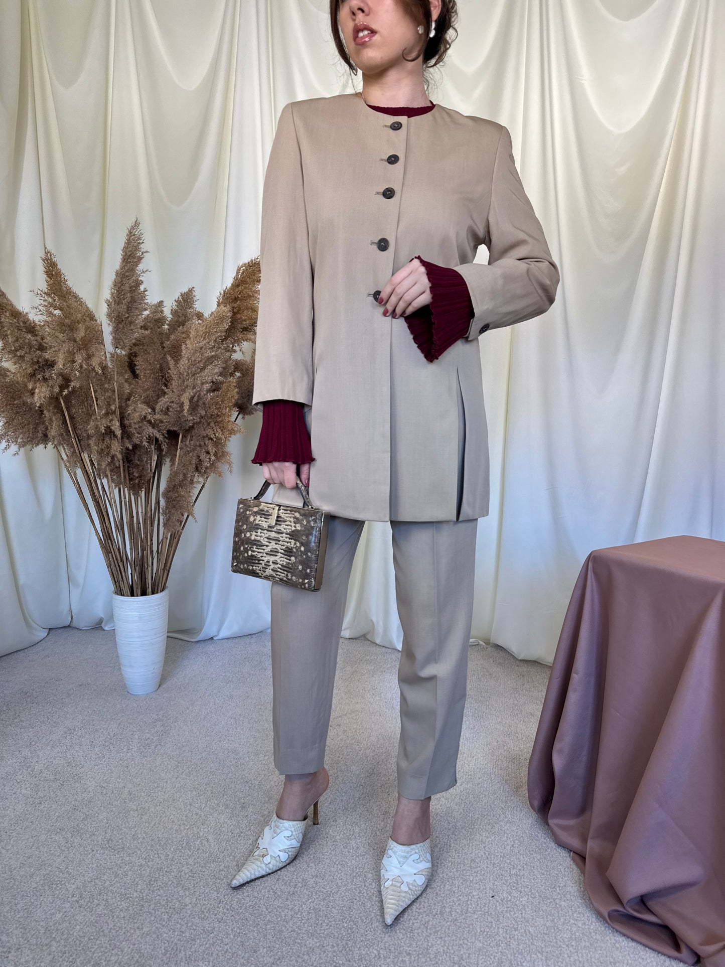(BACK IN STOCK) Sacou vintage + pantalon cu talie înaltă ( S)