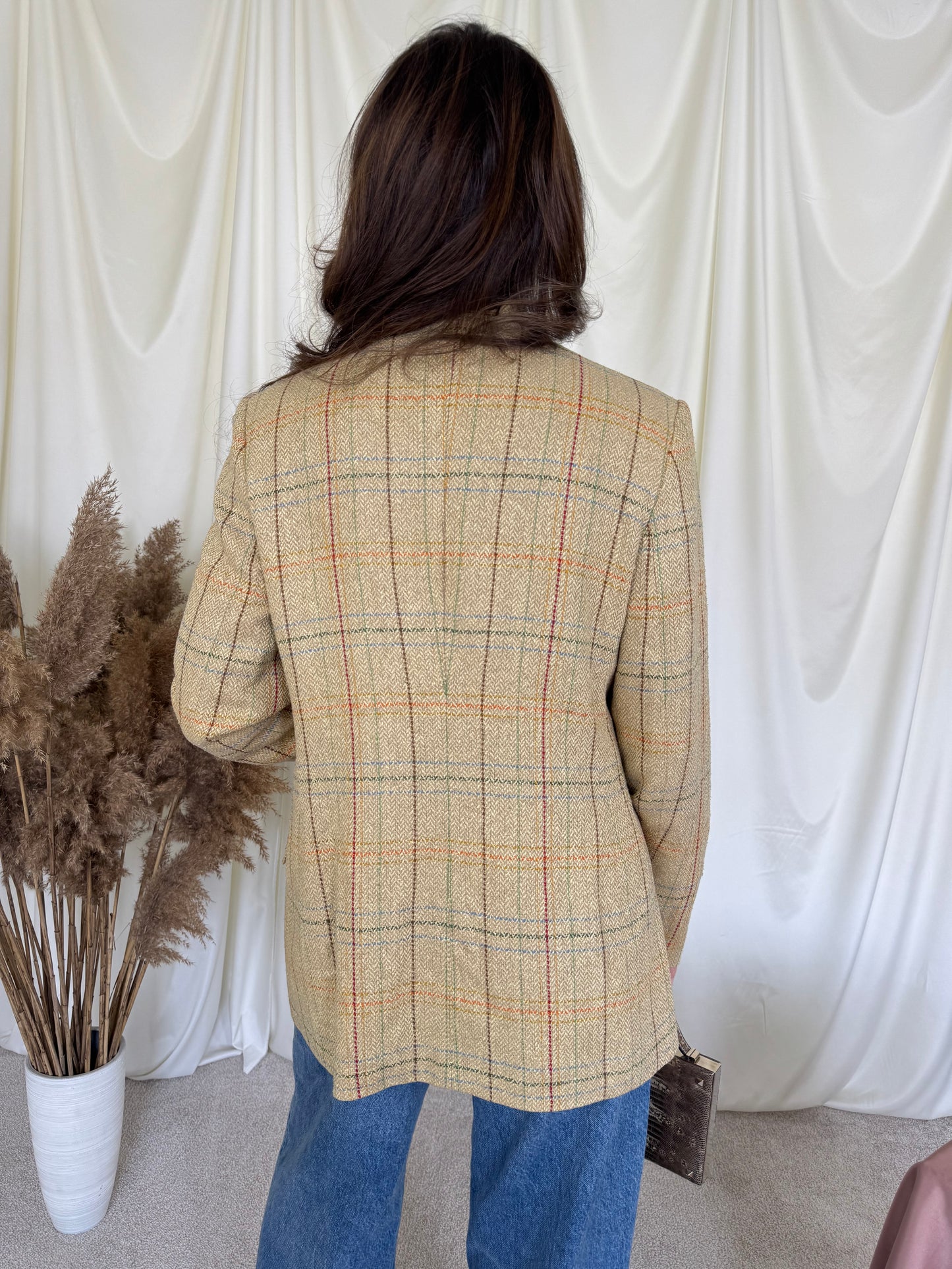 Sacou vintage din stofă premium de mătase naturală ( mărimea S/M)