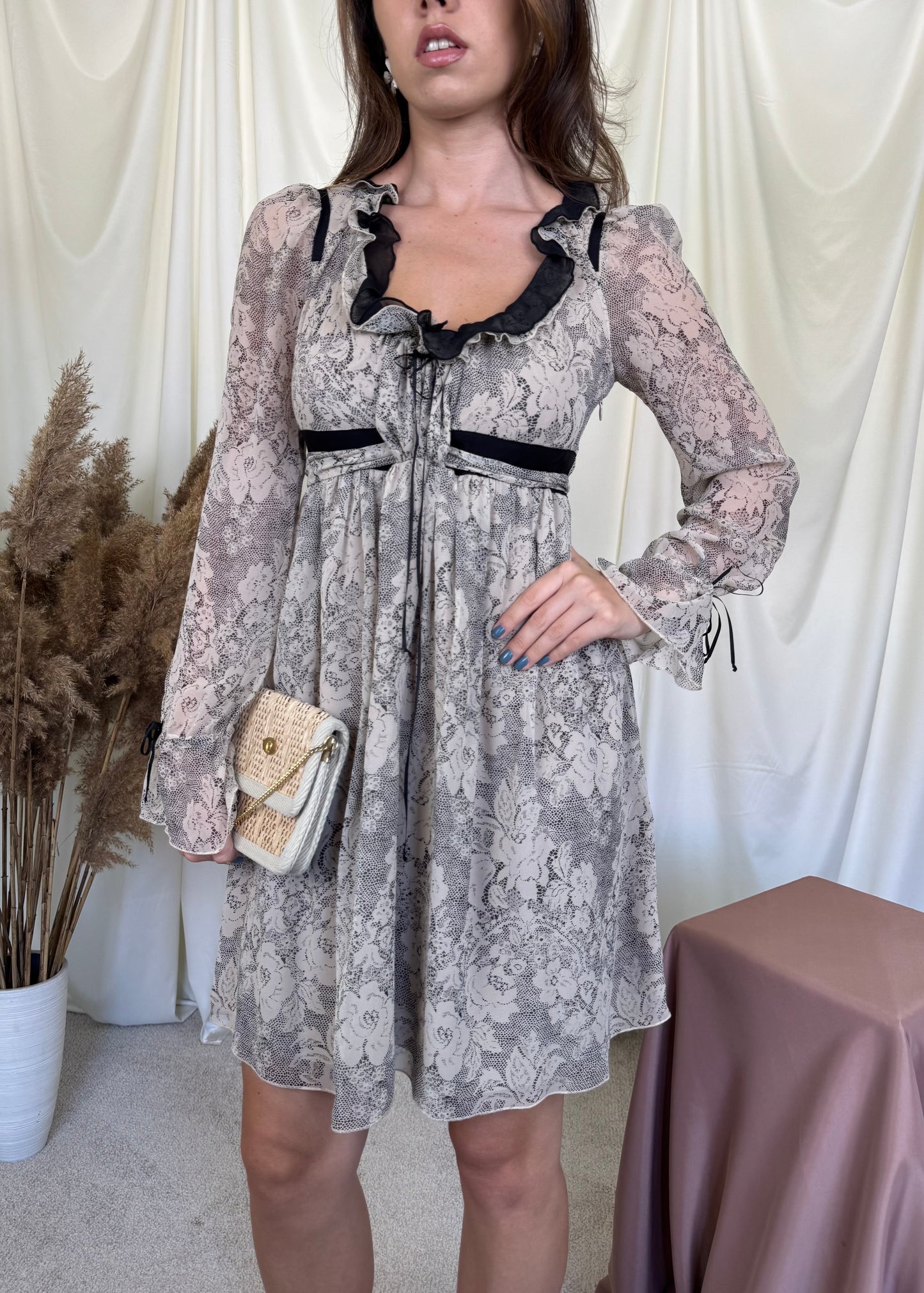 Rochie STEFANEL din 100% mătase naturală, talie ajustabilă cu cordon ( mărimea S)