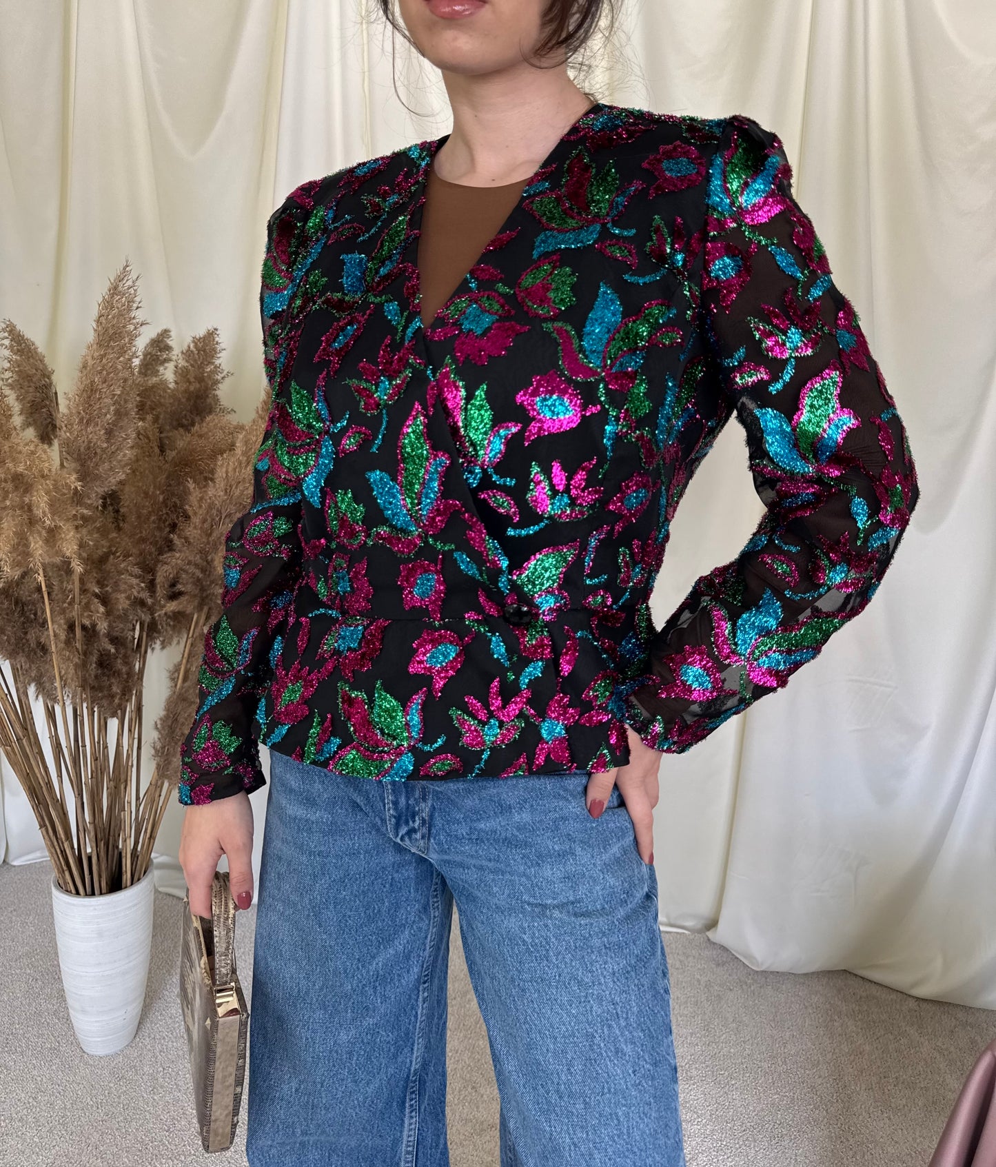 Piesa vintage superbă de ocazie cu print floral 
(Mărimea M/L)