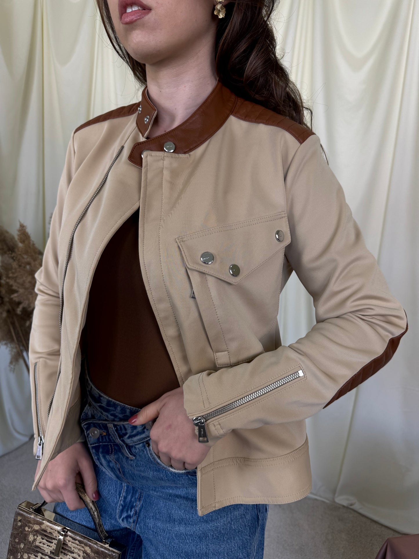 (RESTOCK) Jacheta Polo RALPH LAUREN cu detalii din piele naturala și nasturi inscripționați 
(Mărimea S)
