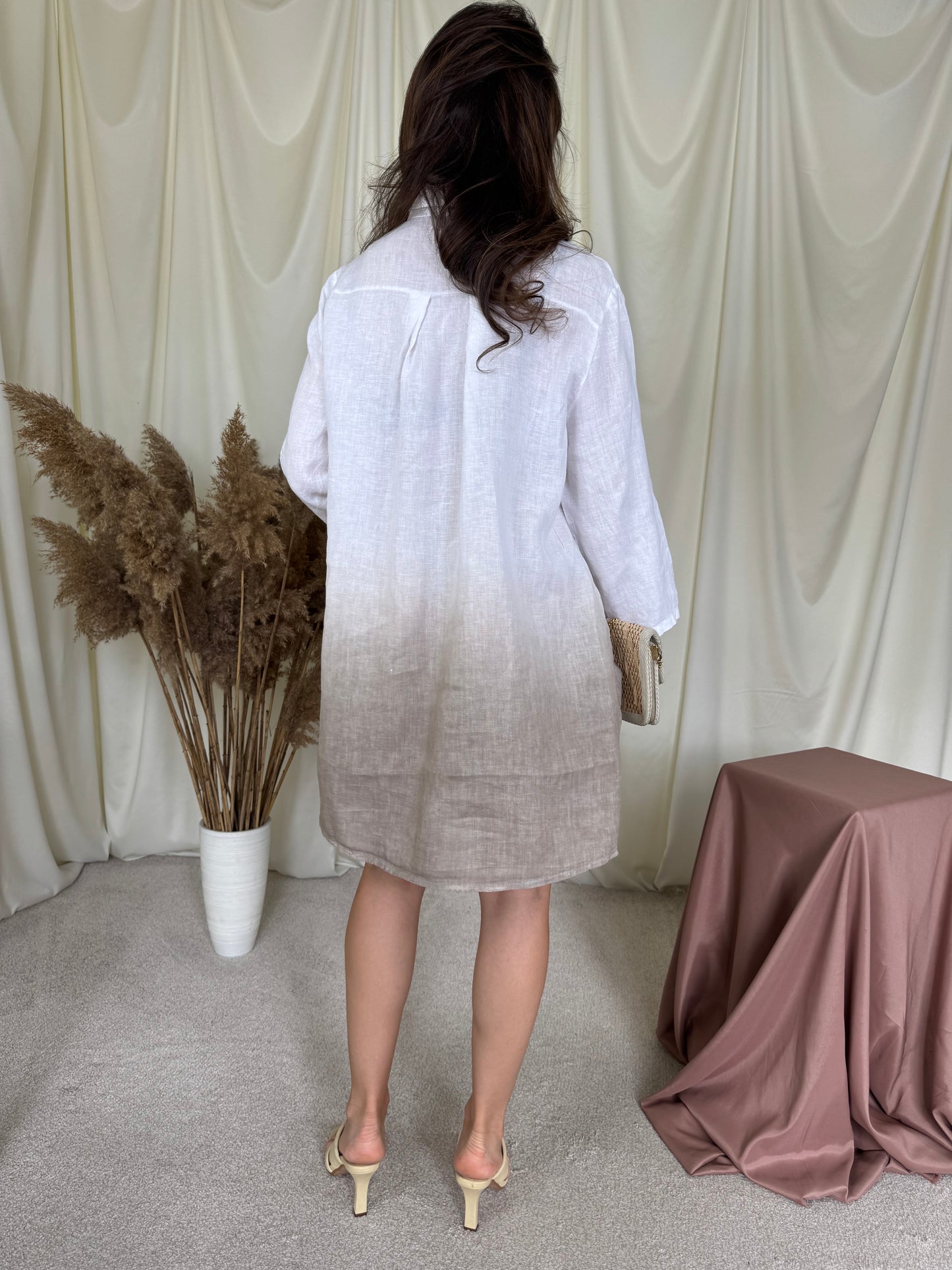 Rochie de vară din 100% in in degrade cu buzunare laterale ( mărimea S/M)