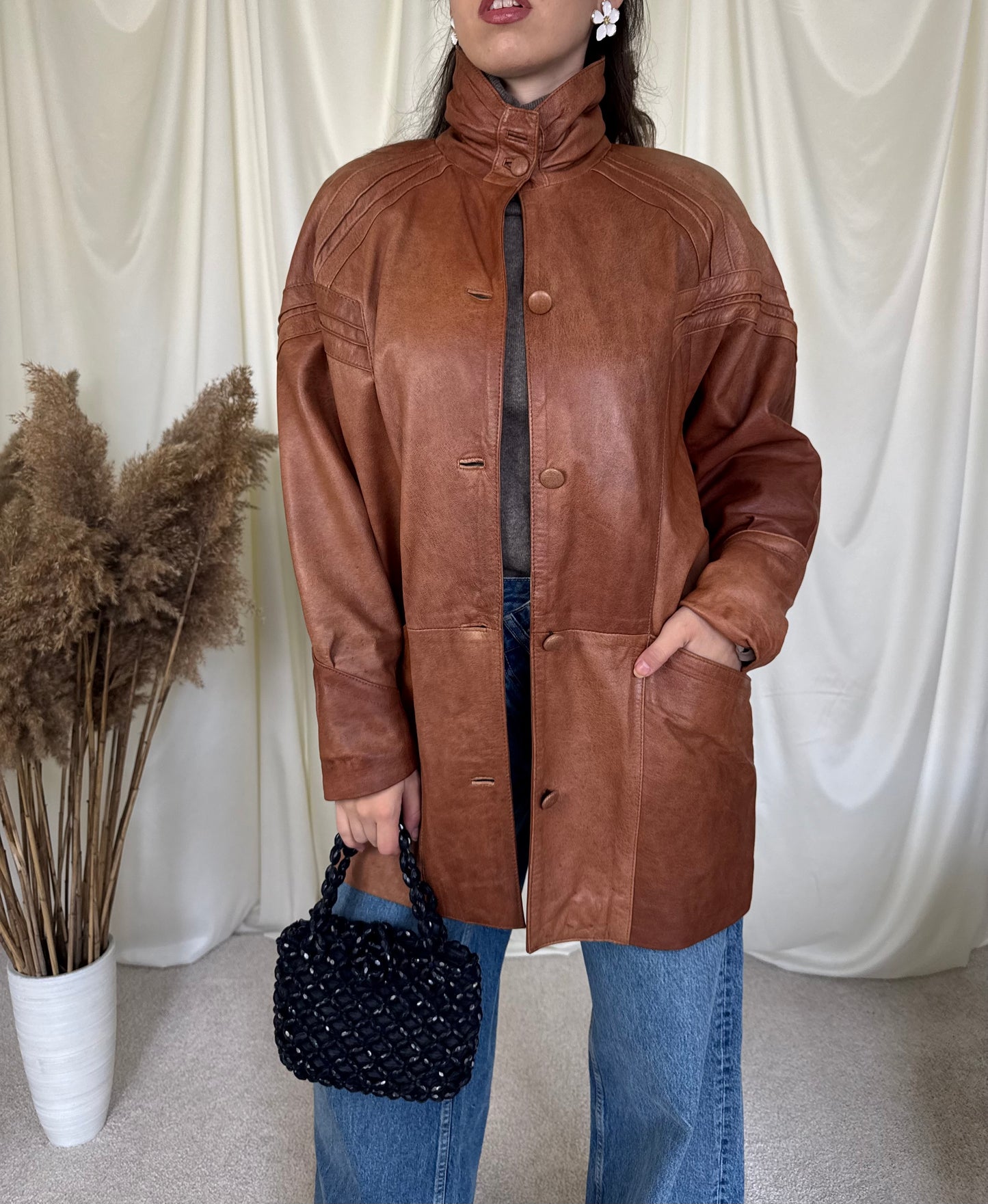 Jacheta vintage piele naturală extra fină (mărime S-M)