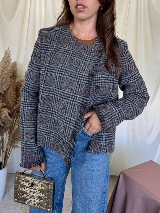 Jacheta Max mara din stofă moale 70% lână, închidere cu capse ( mărimea M/L)