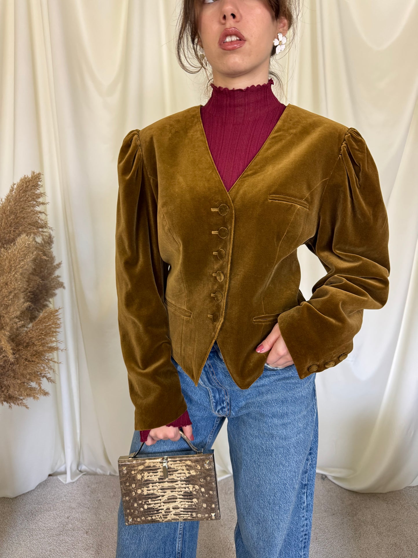 Sacou vintage superb din catifea de bumbac ( mărimea M-L)