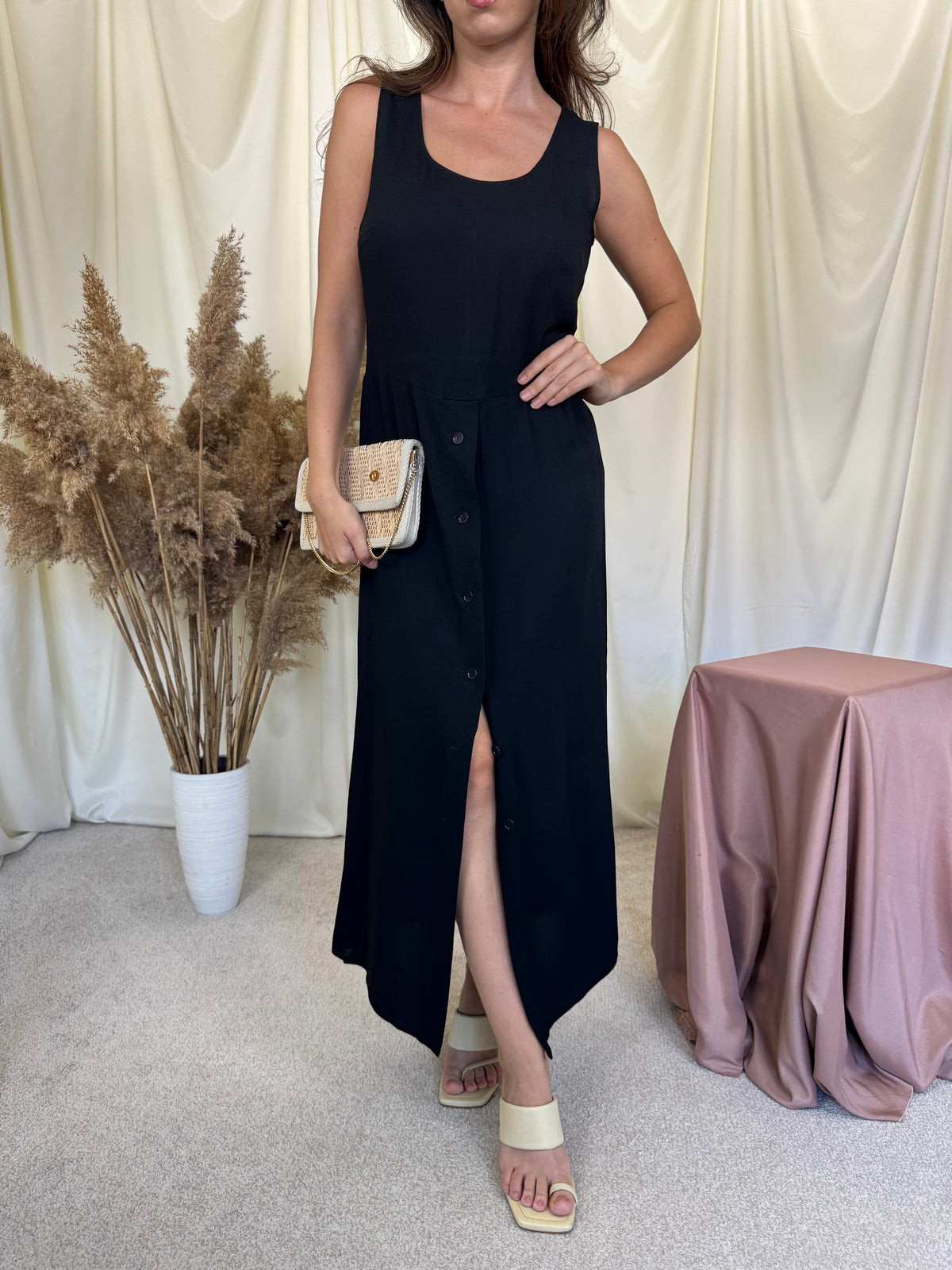 Rochie luxury Bally cu talie marcata și năsturei inscripționați ( mărimea S/M)