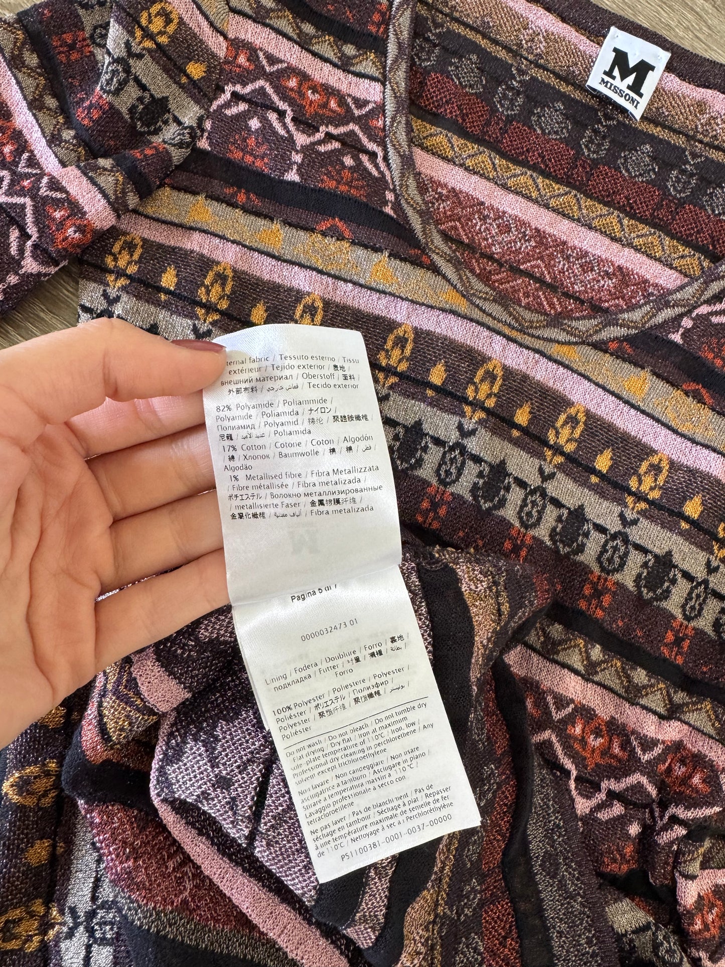 Rochie luxury MISSONI cu talie marcată și furou 
(Mărimea S)