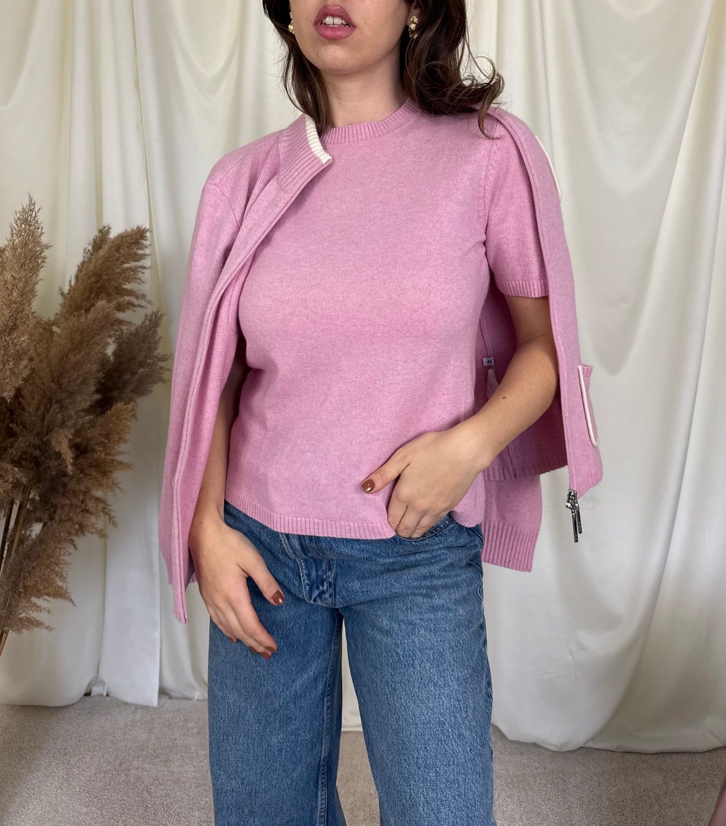 Set babypink din 50% lână și casmir( mărimea M)