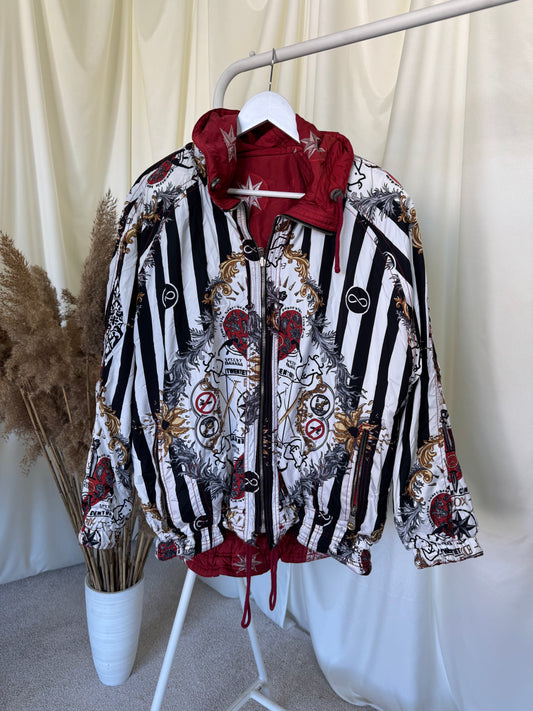 Geaca vintage print cool- reversibilă ( mărimea L)