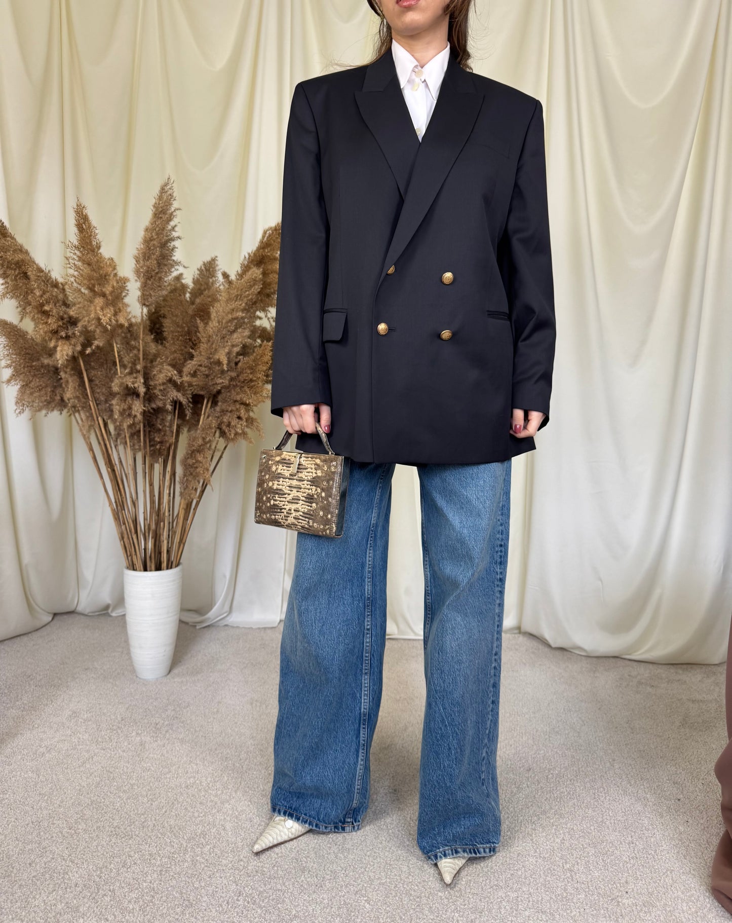 Sacou vintage dintr-o stofă extrem de fină 100% lână, (mărimea XL)