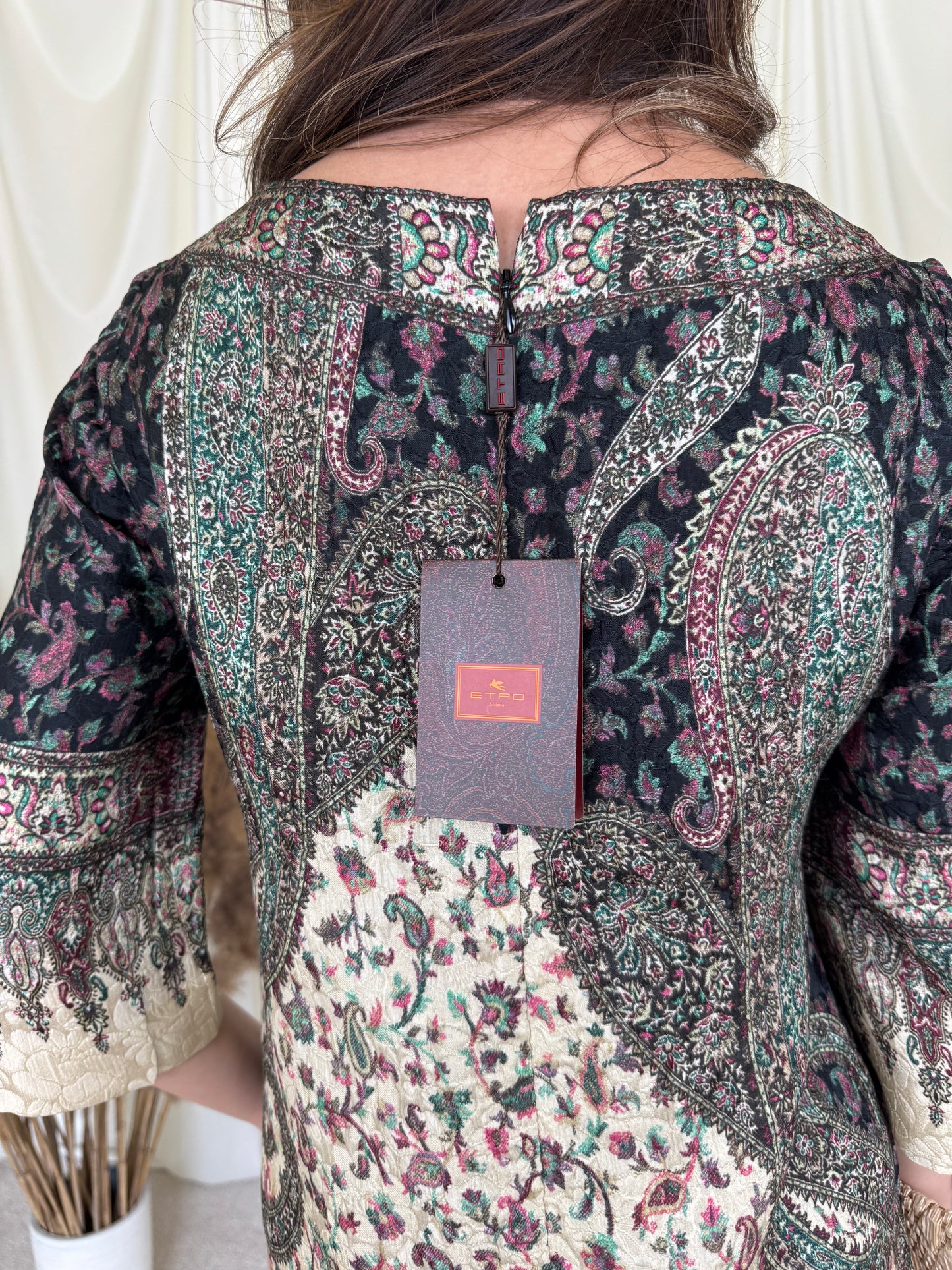 Rochie luxury ETRO, print specific brandului, produs nou, mătase lână și vascoza ( mărimea S-M)