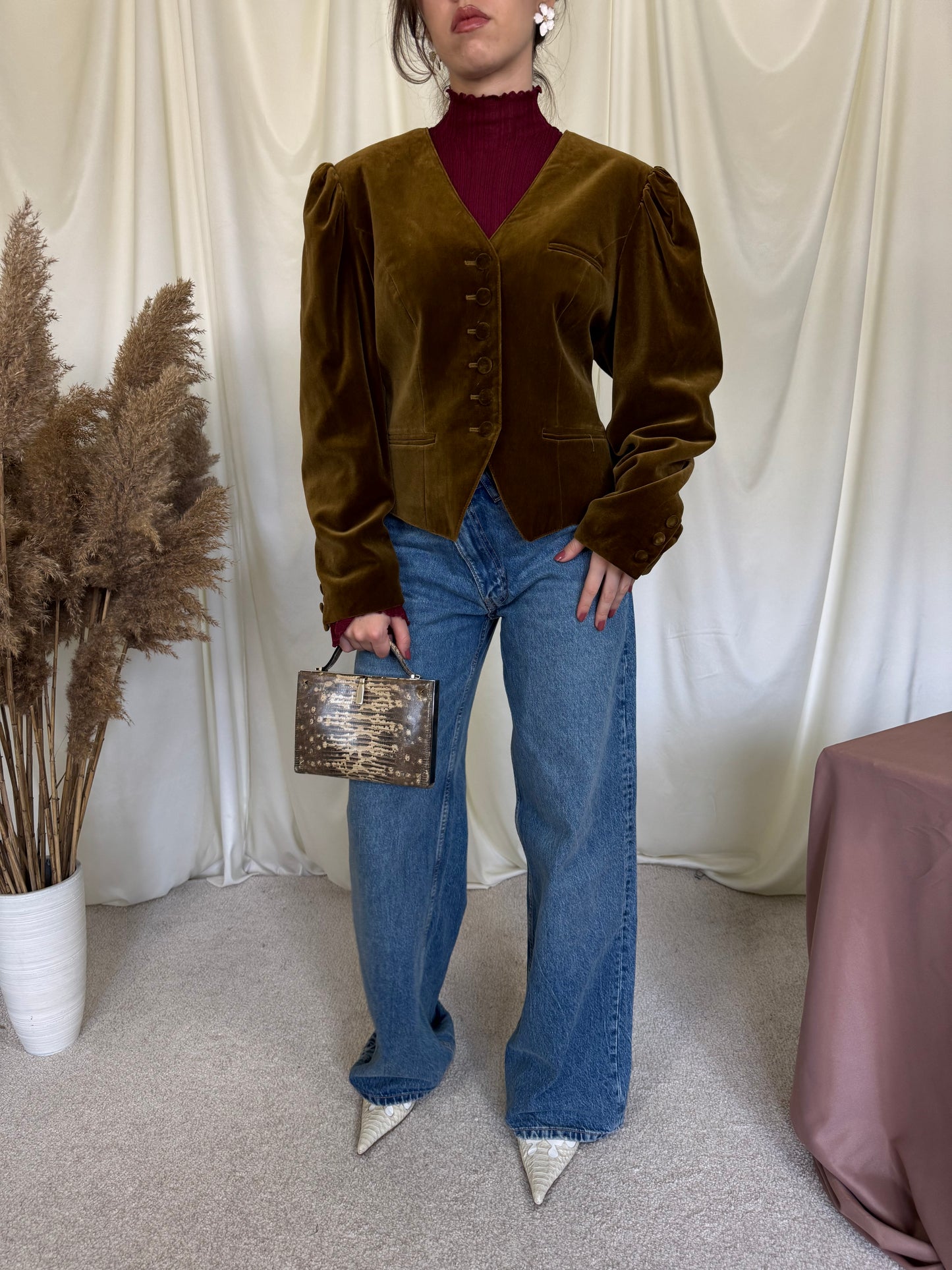 Sacou vintage superb din catifea de bumbac ( mărimea M-L)