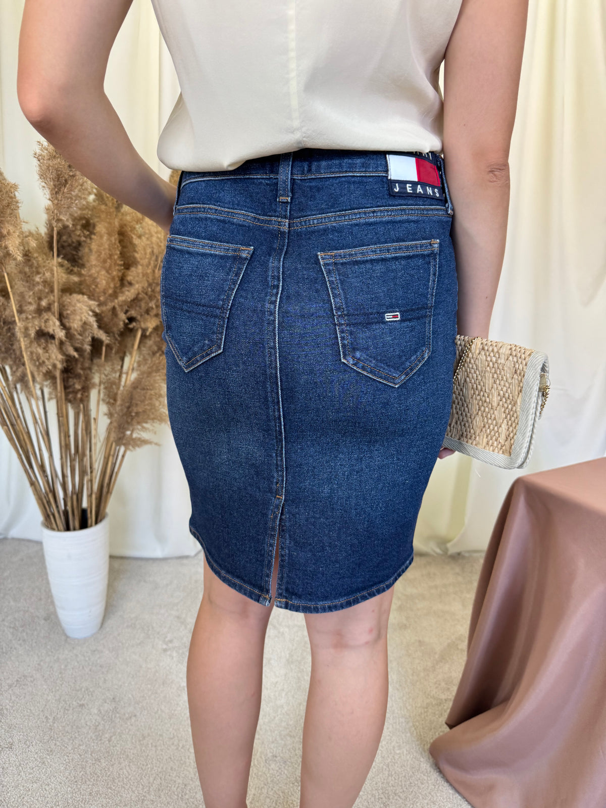Fustă denim TOMMY HILFIGER din bumbac cu talie medie ( mărimea 36/ S)