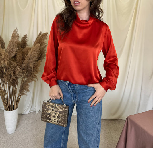 Cămașă delicată Burberry cu nasturi metalici 
(Mărimea M)