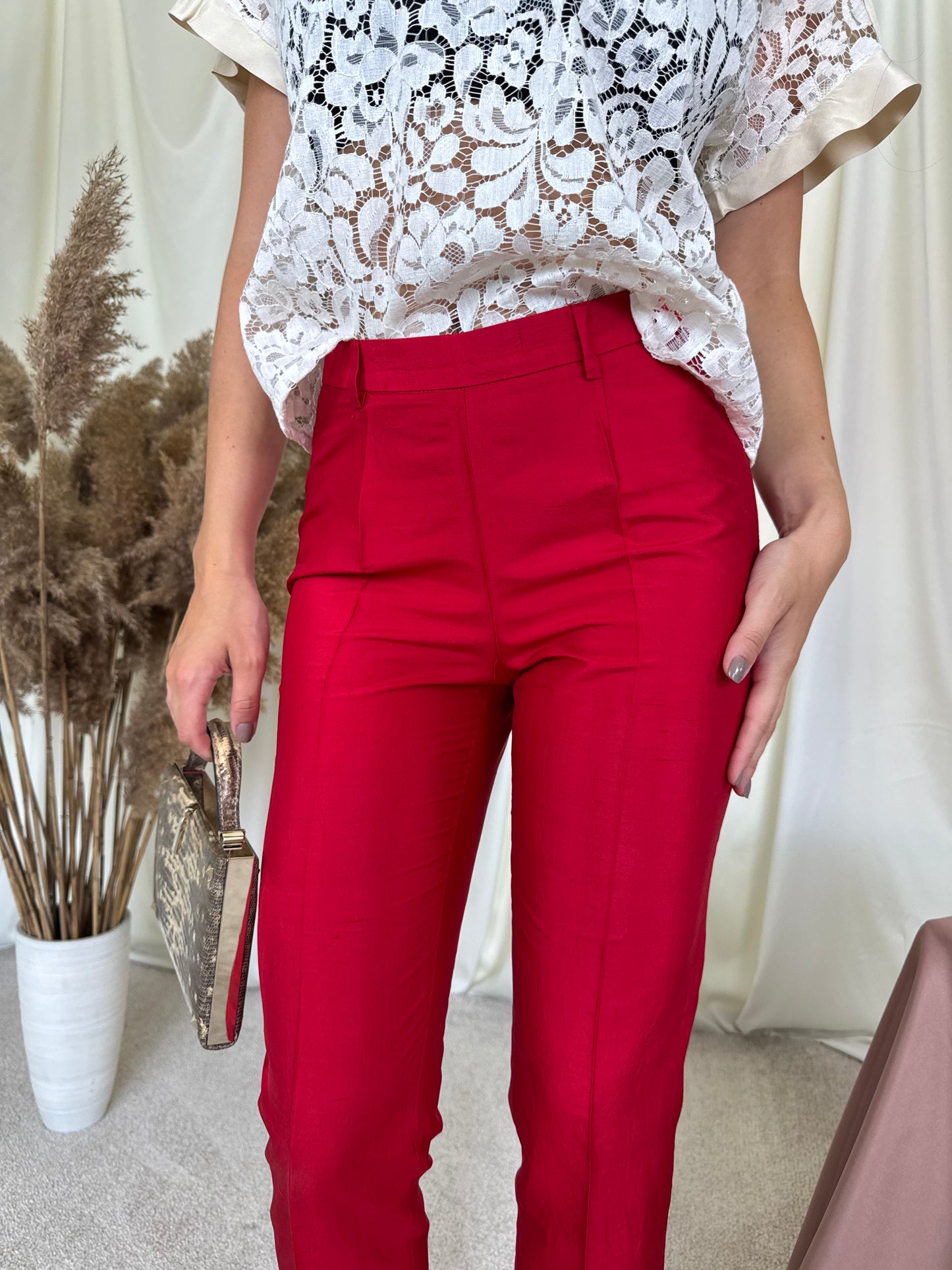 Pantaloni luxury PESERICO din 100% mătase naturăla cu talie medie ( mărimea XS)