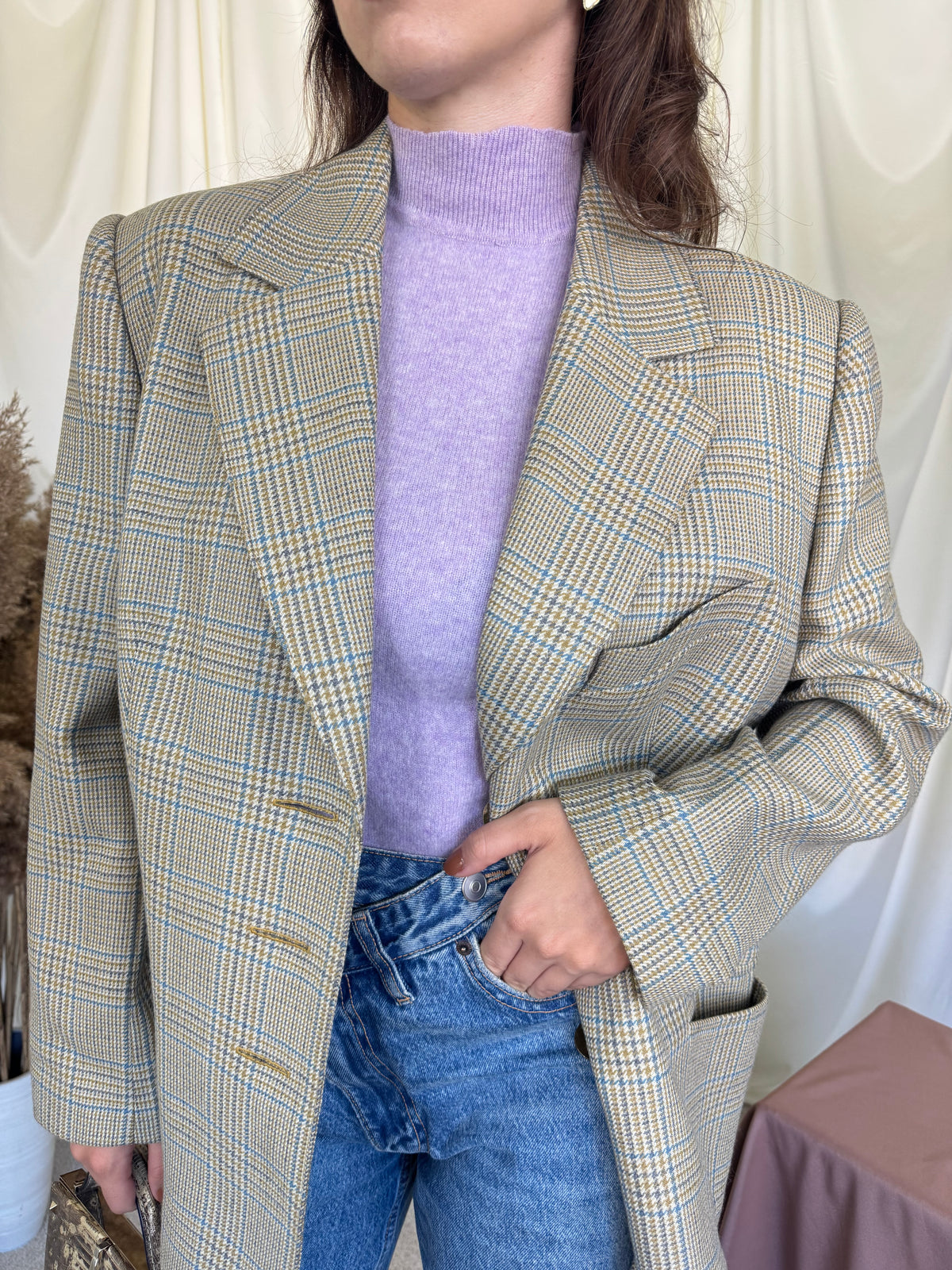 Sacou vintage tip jachetă din stofă calitativă din 100% lână ( mărimea L/XL)