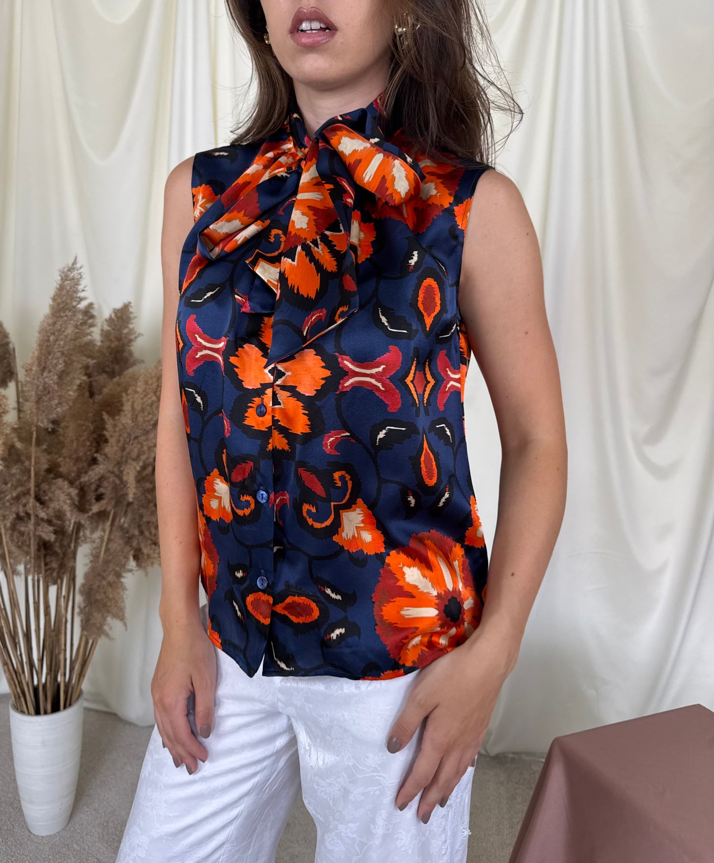 Cămașă Luisa SPAGNOLI din 100% mătase naturală cu print ( mărimea S-M)