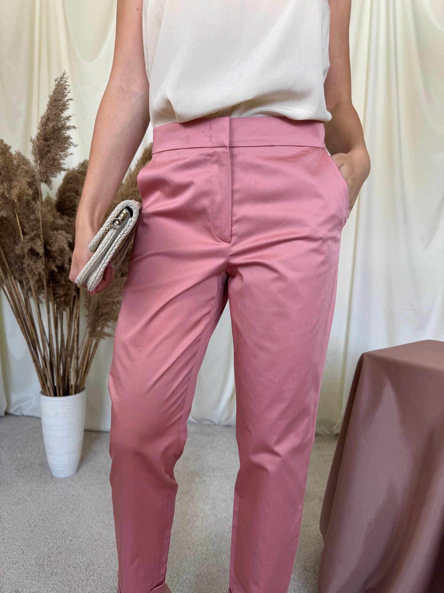 Pantalon office GERRY WEBER din bumbac, roz pal ( marimea S/M)