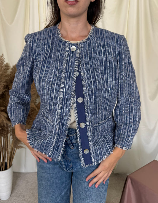 Sacou ARMANI jeans tip tweed din bumbac cu nasturi inscripționați  ( mărimea M)