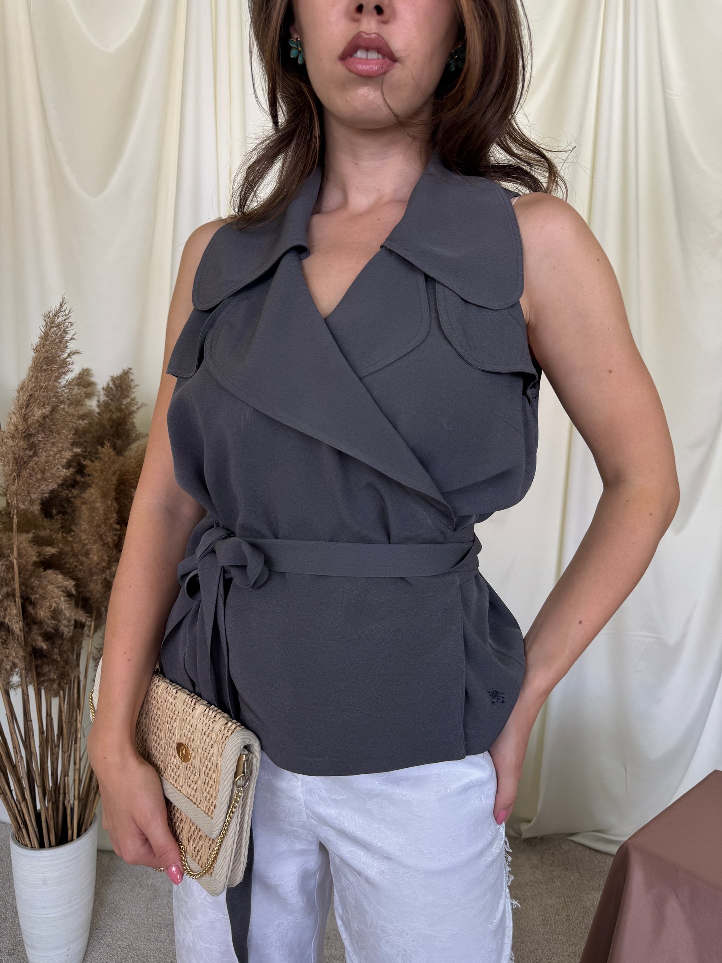 Cămașă luxury BURBERRY parte peste parte, ajustare cu cordon ( mărimea M/L)
